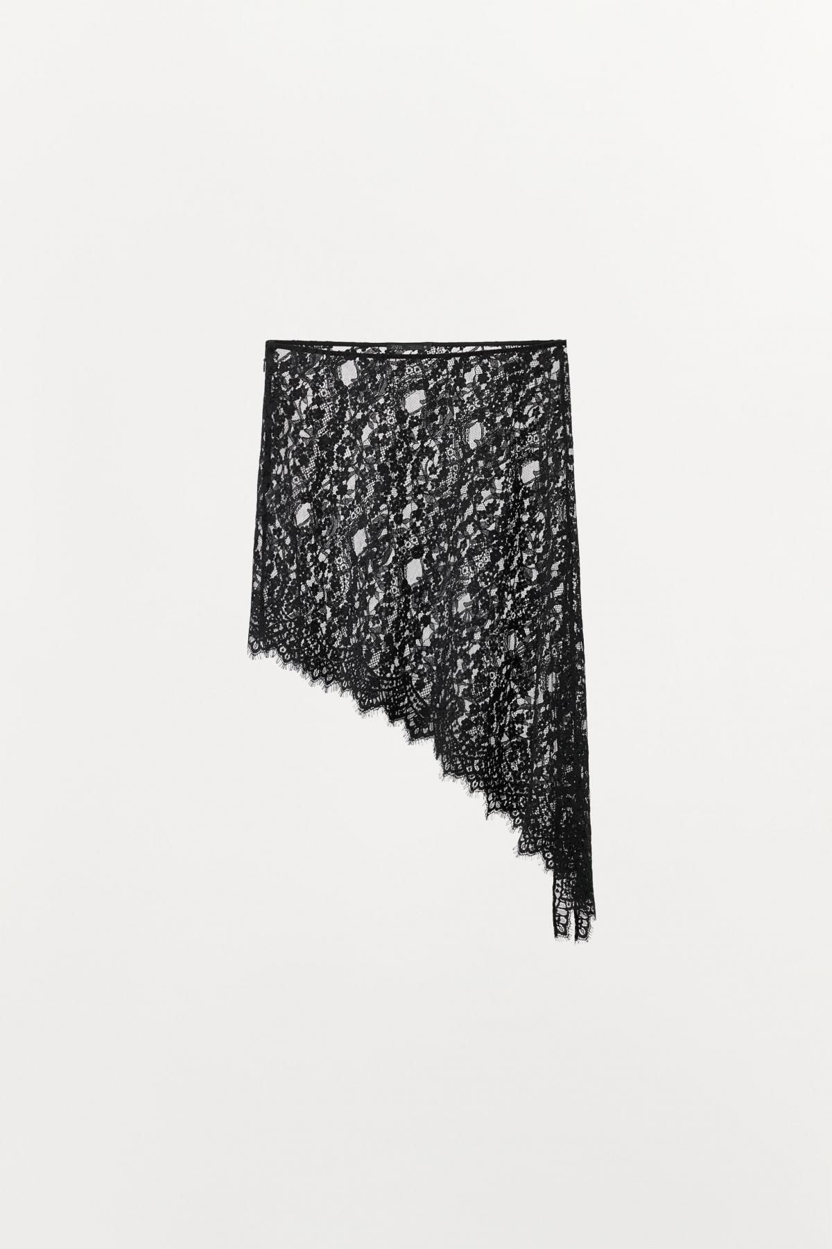 자라 트렌디 비대칭 레이스 미디 스커트 5919/115 BLACK - 상품 이미지