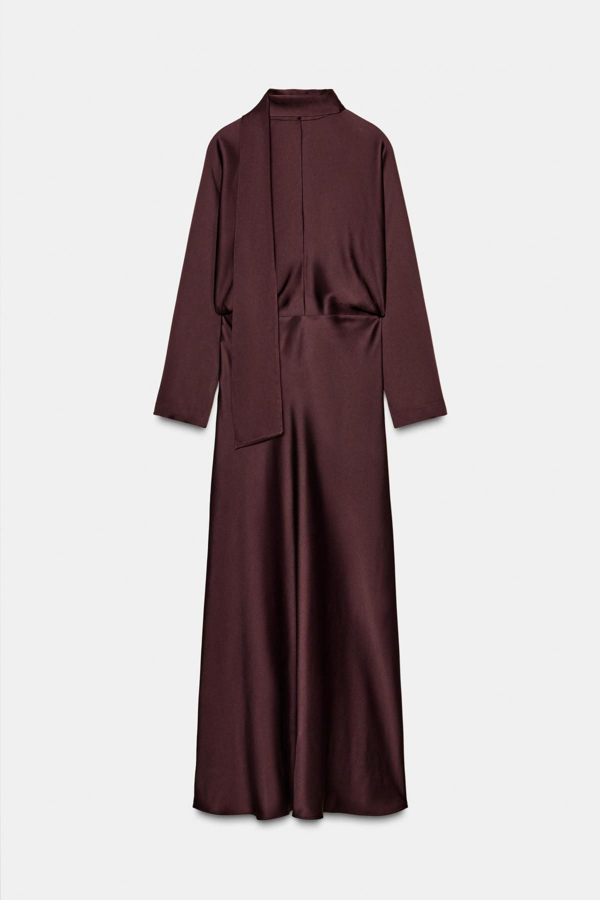 자라 한정판 새틴 롱 스카프 원피스 버건디 9973/789 BURGUNDY - 상세 이미지 5