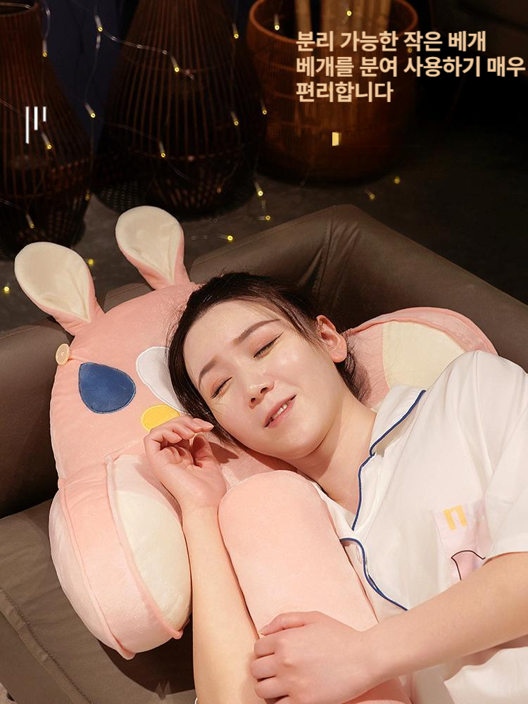 겨울 침대 헤드 대형 등받이 베개 휴대폰용 허리 보호 숙면용 블랙 라지아이 캣 중간 쿠션+헤드레스트 65x40cm - 상세 이미지 5
