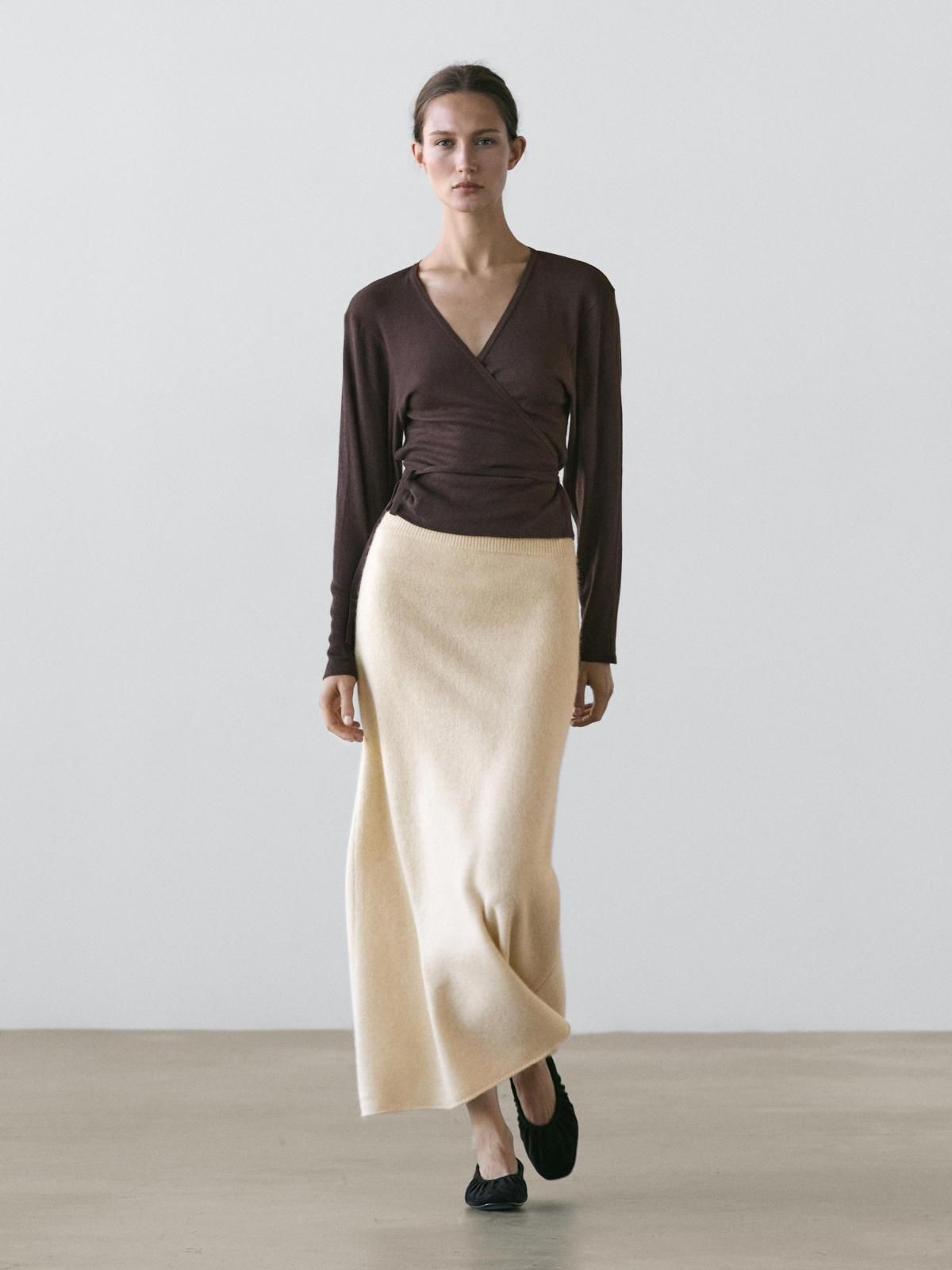마시모두띠 코튼블렌드 랩 브이넥 니트 가디건 6263/106 BROWN - 상세 이미지 2