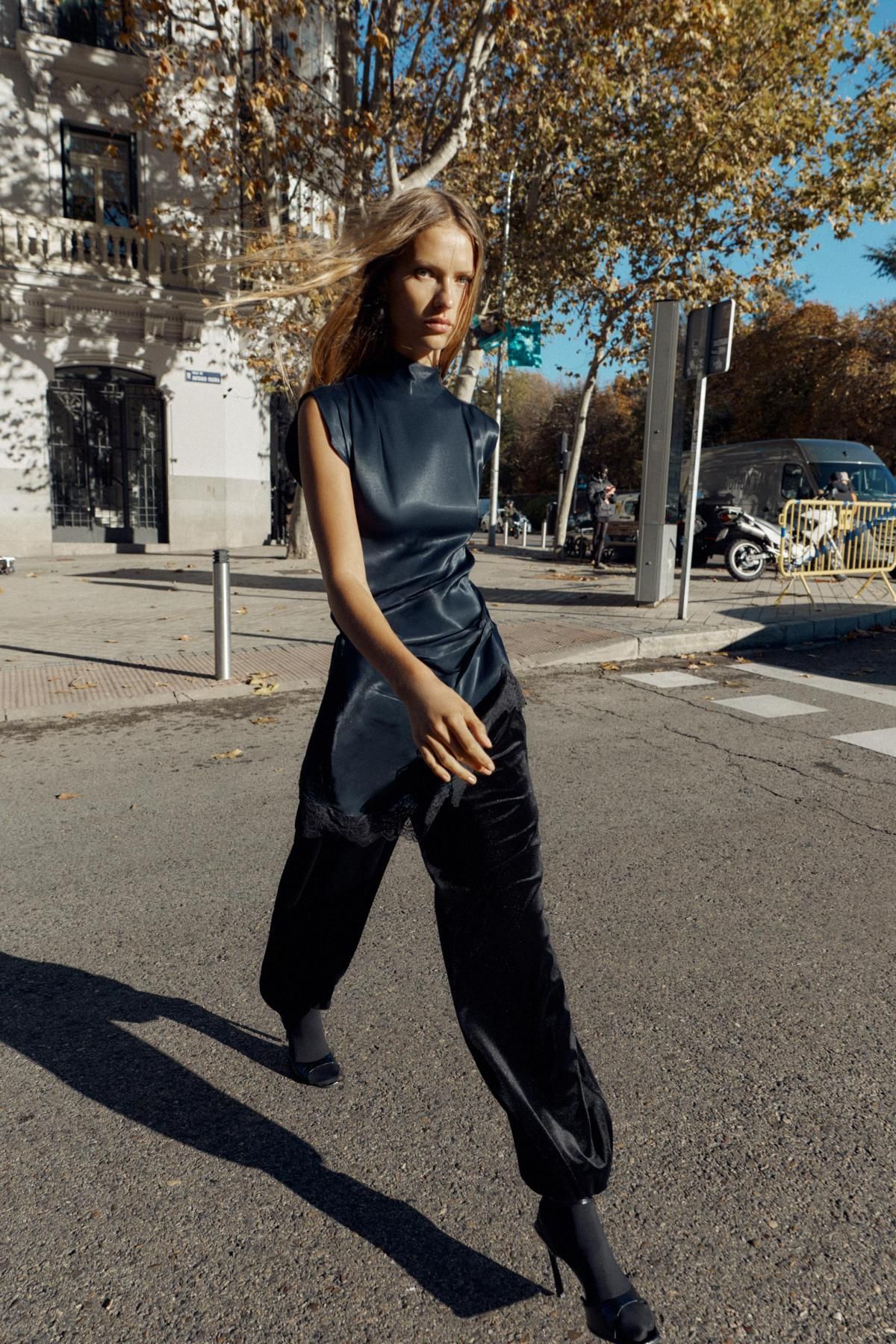 자라 벨벳 하이웨이스트 벌룬 조거 팬츠 9794/986 BLACK - 상세 이미지 3