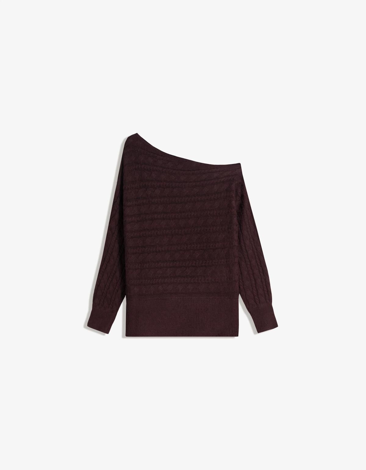 버쉬카 트렌디 비대칭 브레이드 니트 스웨터 0003/693 BROWN - 상세 이미지 2