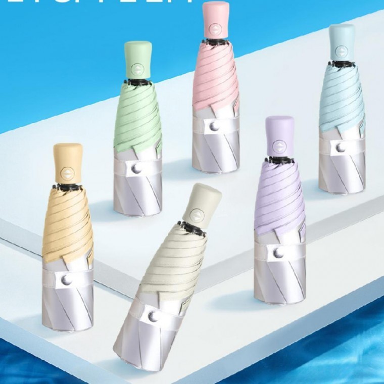 경량 3단 자동 양우산 티타늄 실버 미니 양산 우산 자외선차단 UV 차단 휴대용 장마 - 상품 이미지