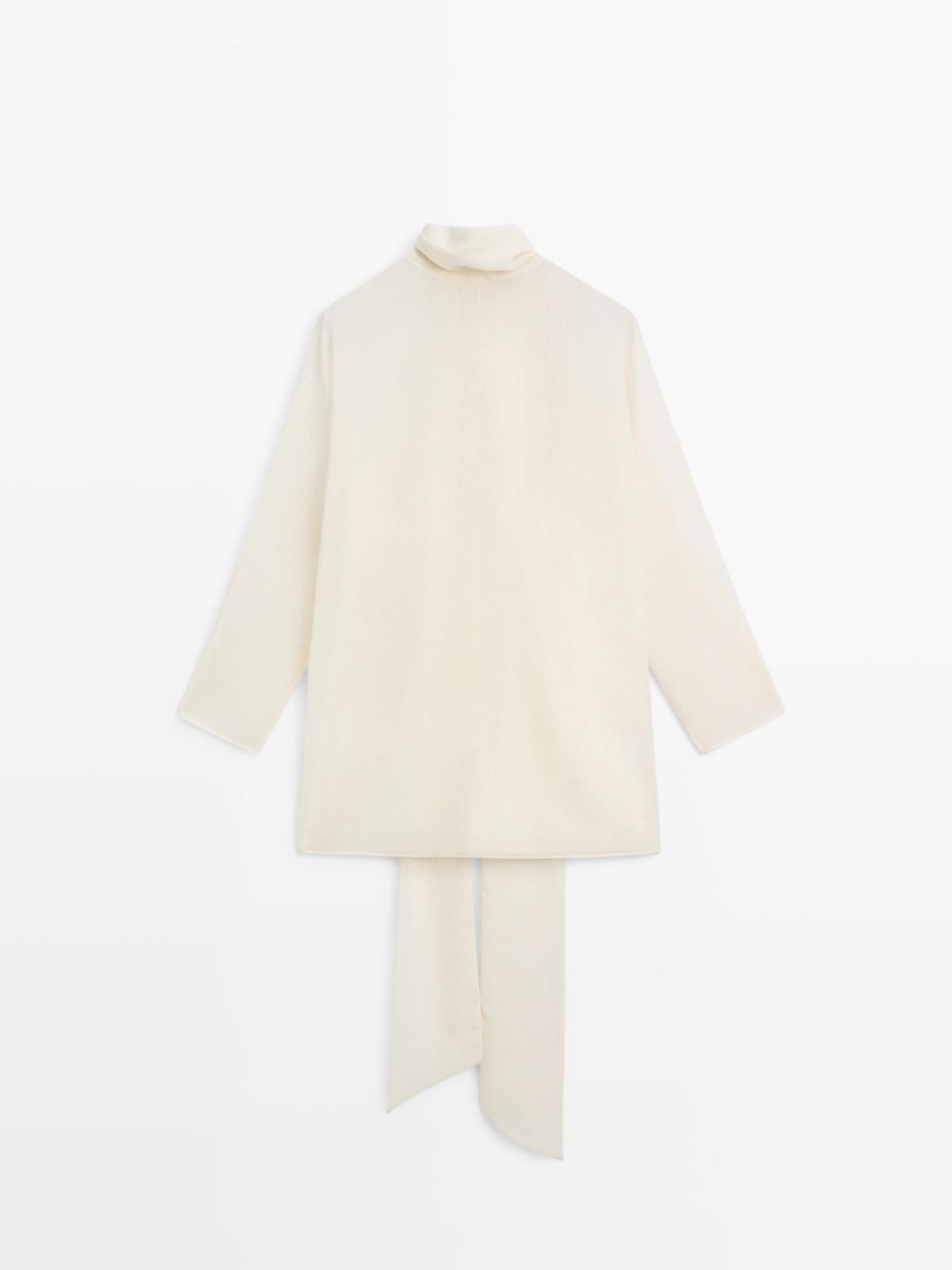 마시모두띠 타이넥 블라우스 세미시어 아이보리 9310/950 CREAM - 상품 이미지