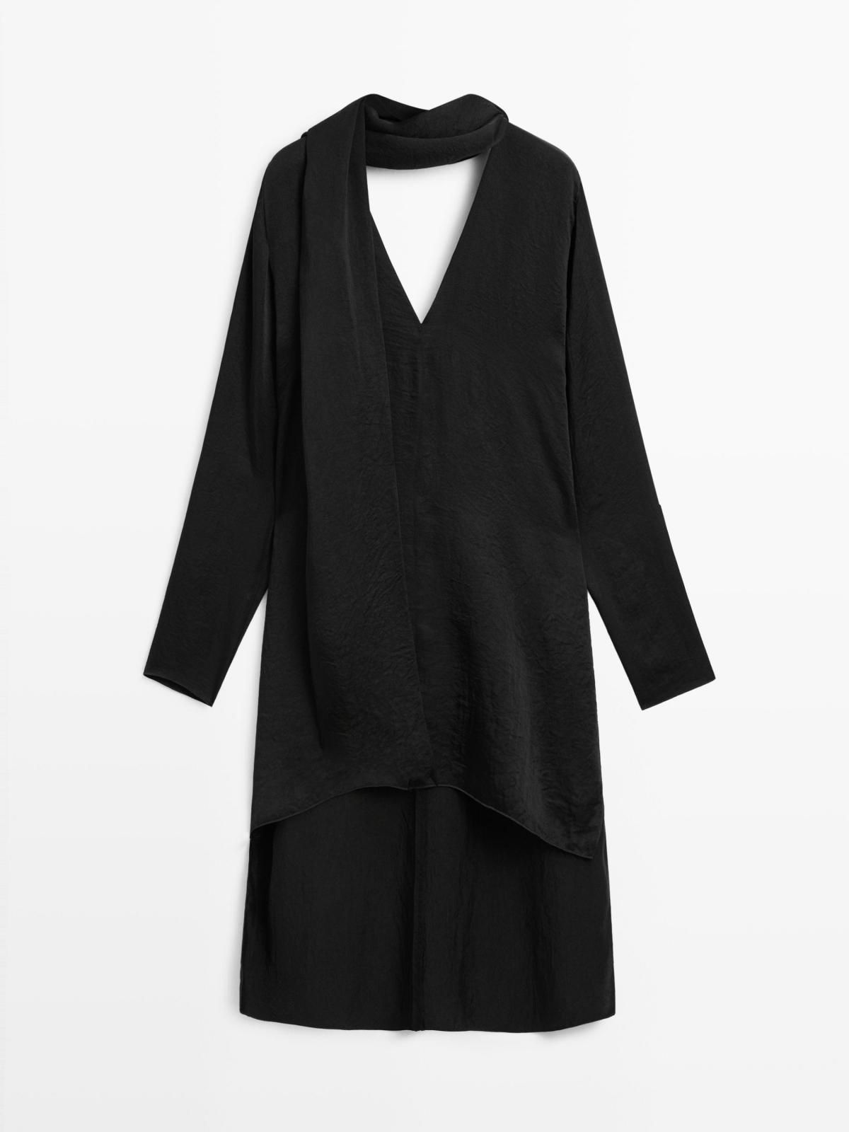 마시모두띠 테크니컬 브이넥 타이 블라우스 9314/950 BLACK - 상품 이미지