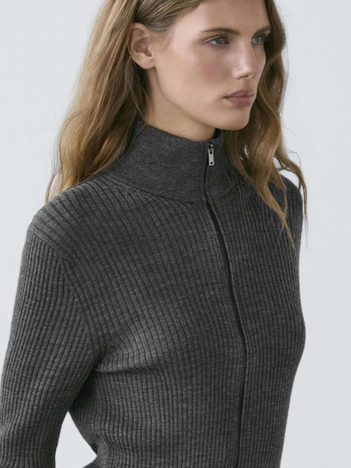 마시모두띠 프리미엄 울 하이넥 집업 가디건 5689/822 ANTHRACITE GREY - 상세 이미지 4