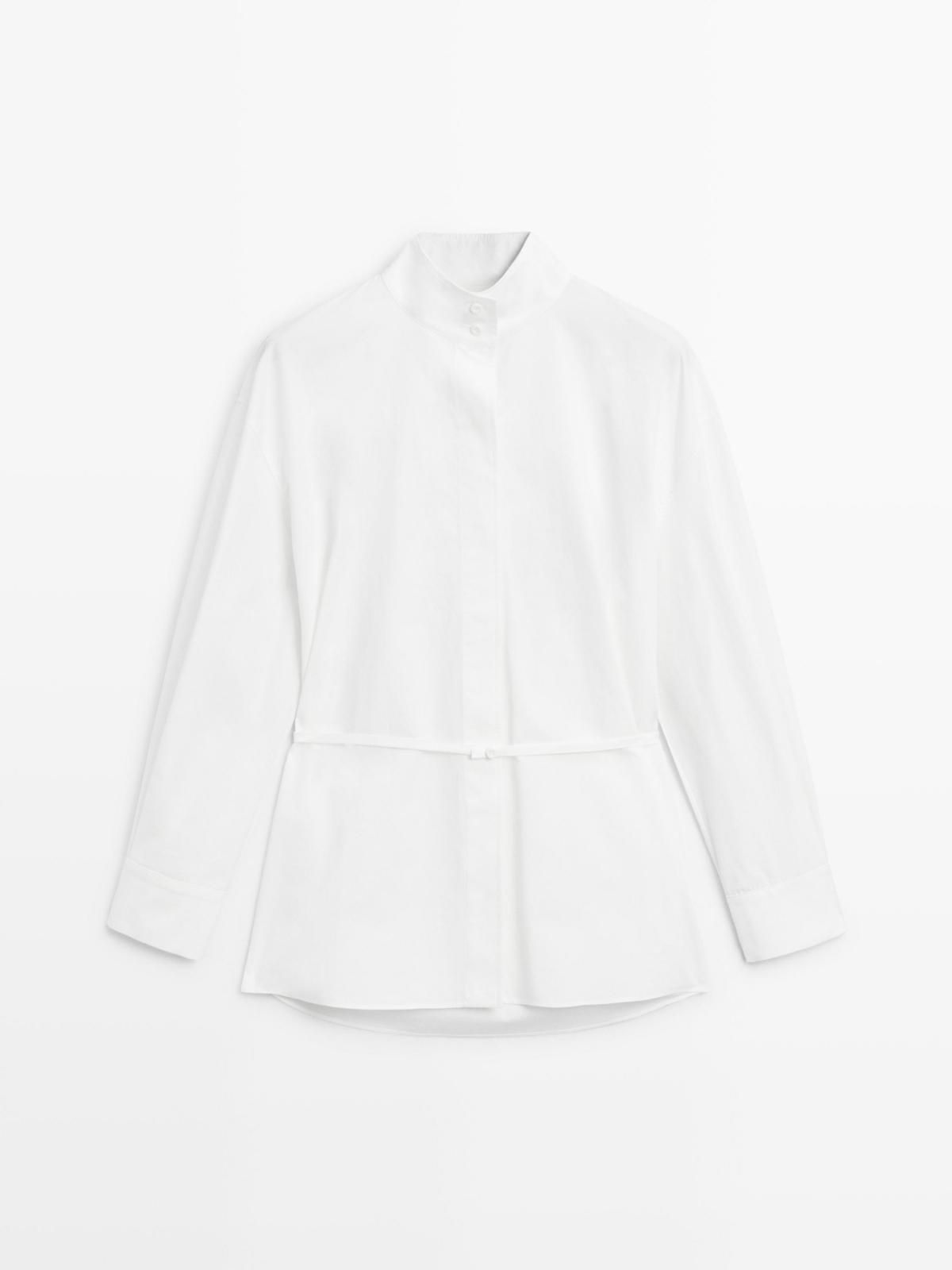 마시모두띠 하이넥 스트랩 디테일 셔츠 5109/709 WHITE - 상품 이미지