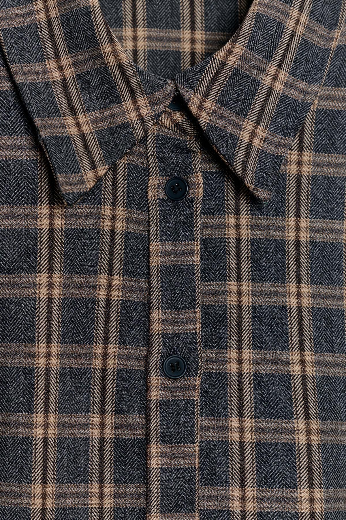 자라 체크 패턴 슬림핏 긴팔 셔츠 3152/198 GREY / TAN - 상세 이미지 4