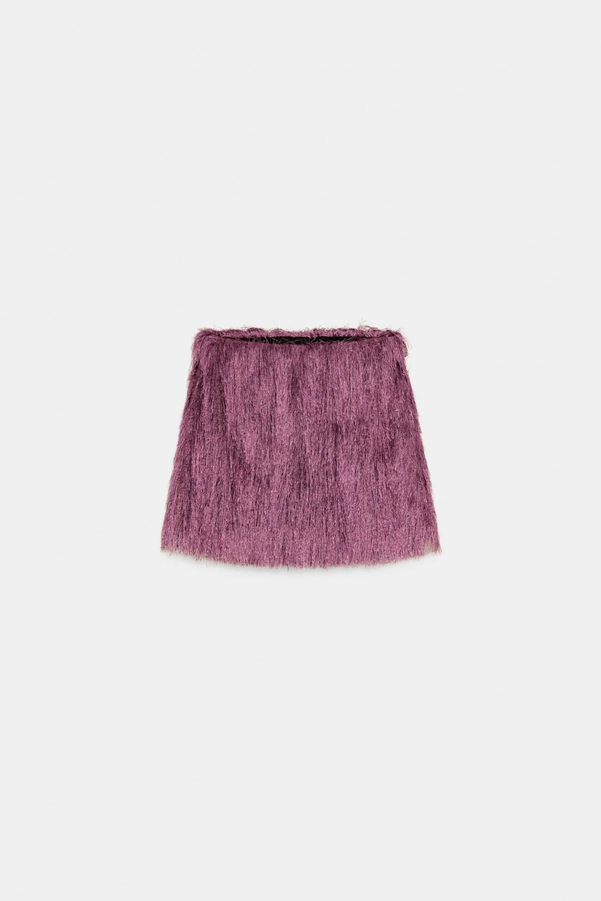 자라 프린지 미니 스커트 밴딩 2030/640 MAUVE - 상품 이미지
