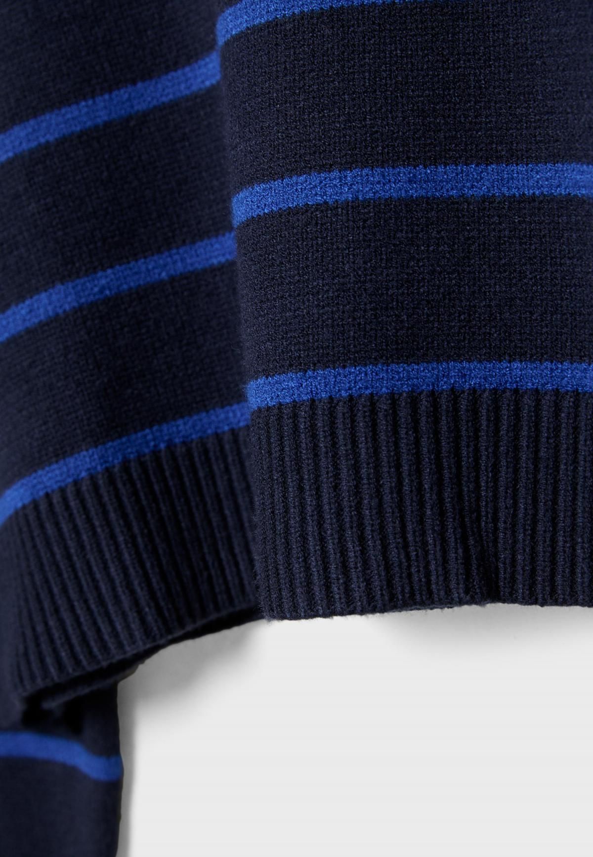 스트라디바리우스 스트라이프 크롭 라운드넥 니트 스웨터 5040/802 NAVY BLUE - 상세 이미지 3