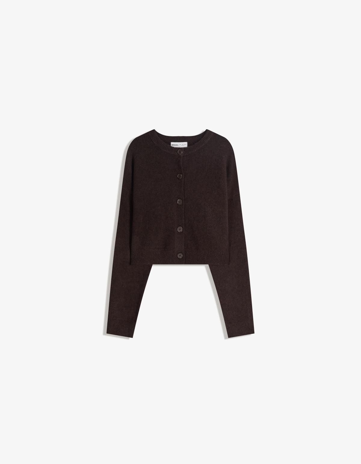 버쉬카 소프트 베이직 크롭 버튼업 가디건 6985/693 BROWN - 상세 이미지 3