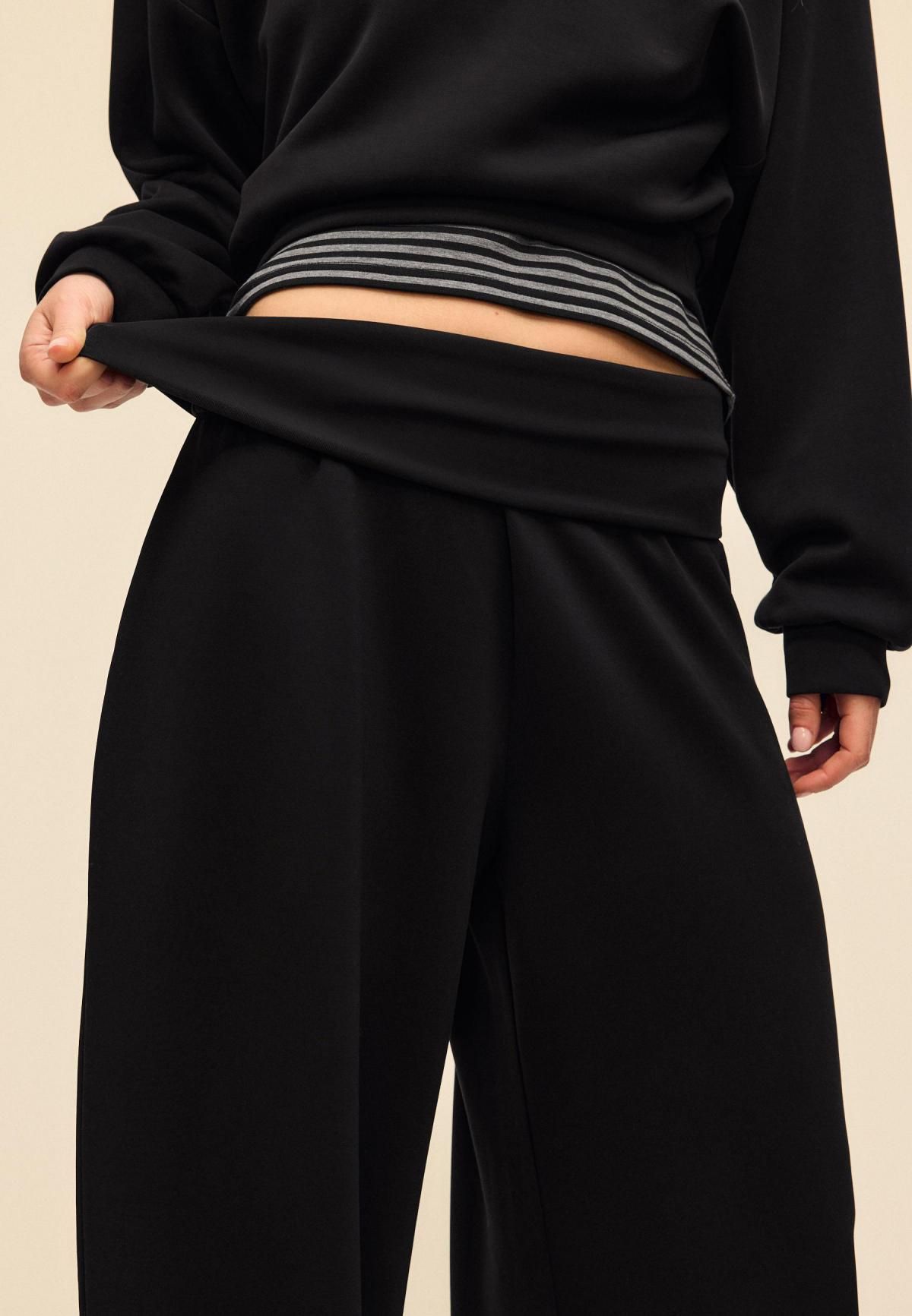 스트라디바리우스 소프트 턴업 와이드 조거 팬츠 8742/277 BLACK - 상세 이미지 3