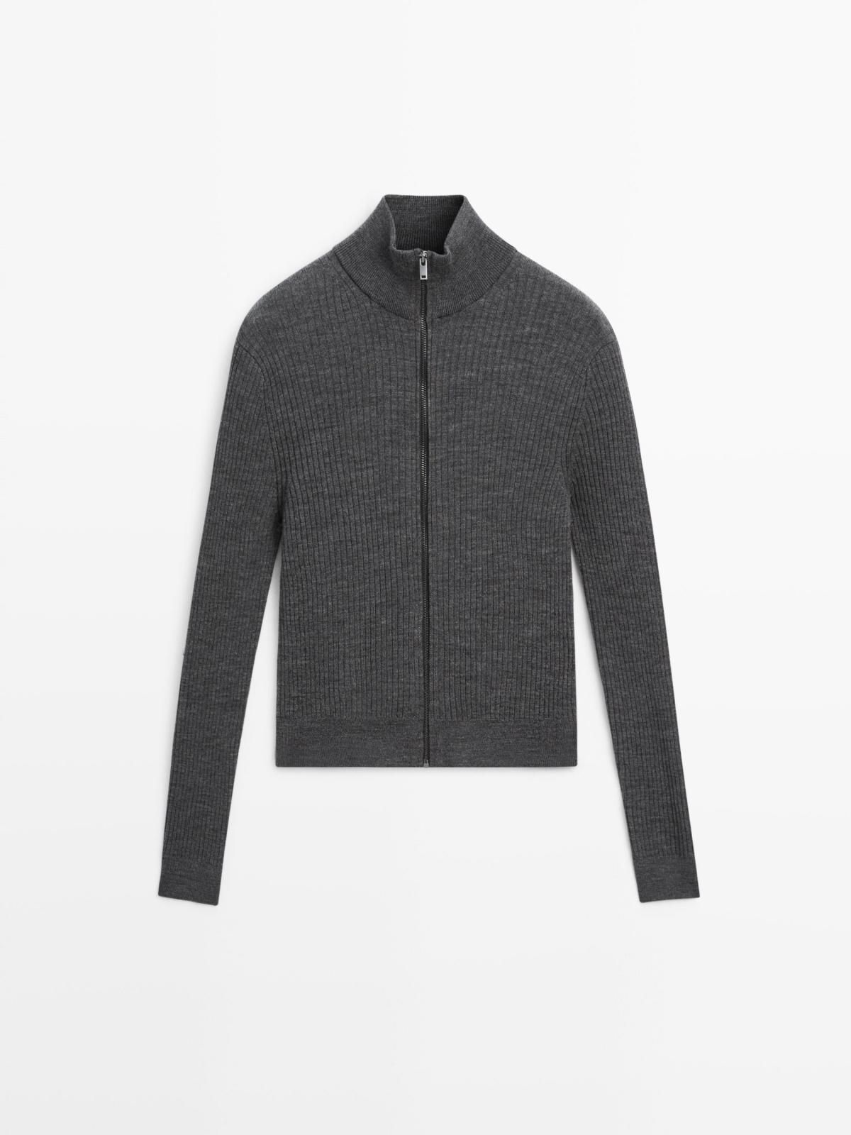 마시모두띠 프리미엄 울 하이넥 집업 가디건 5689/822 ANTHRACITE GREY - 상품 이미지