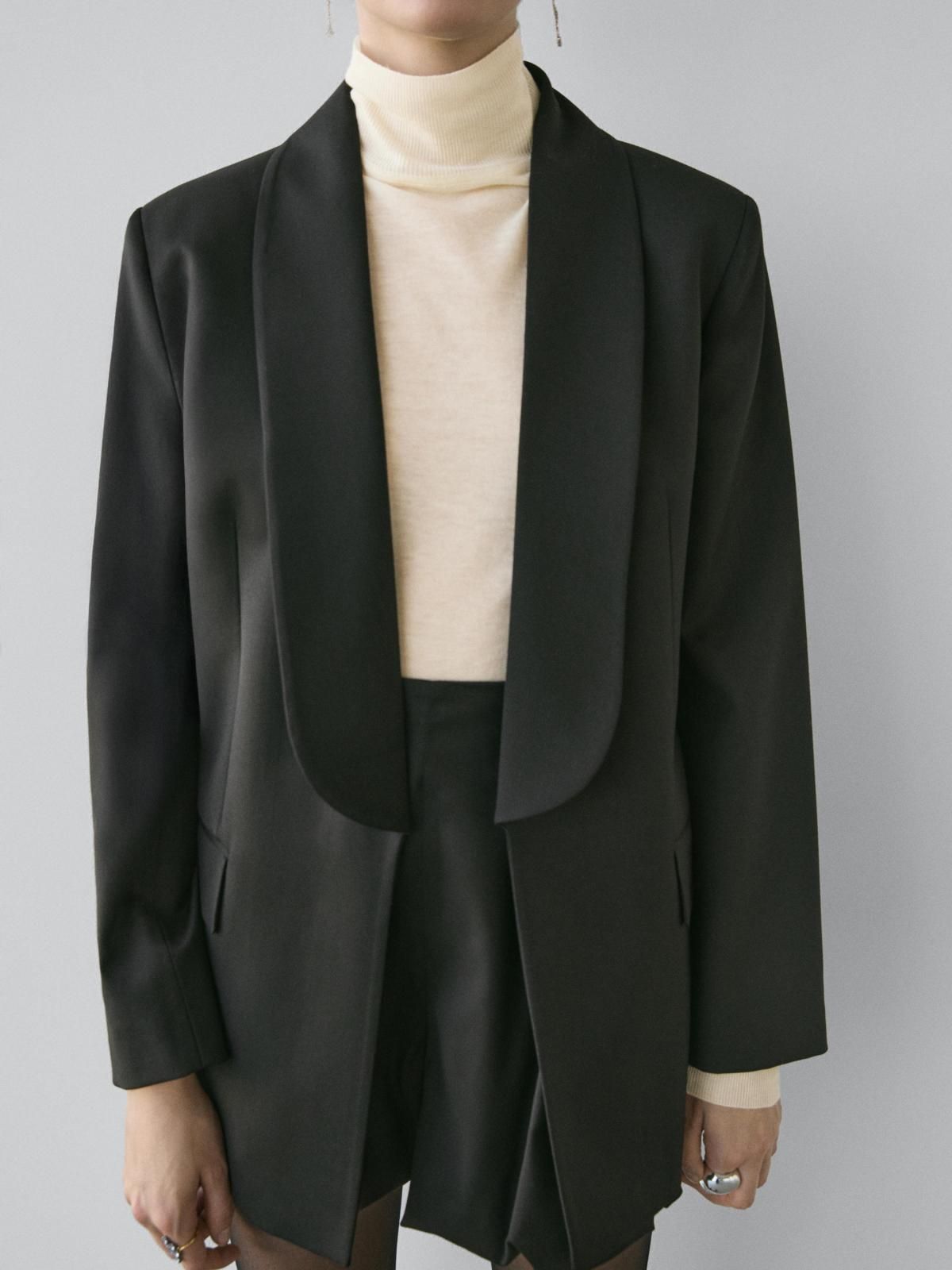 마시모두띠 울 혼방 라펠 디테일 블레이저 9506/951 BLACK - 상세 이미지 3