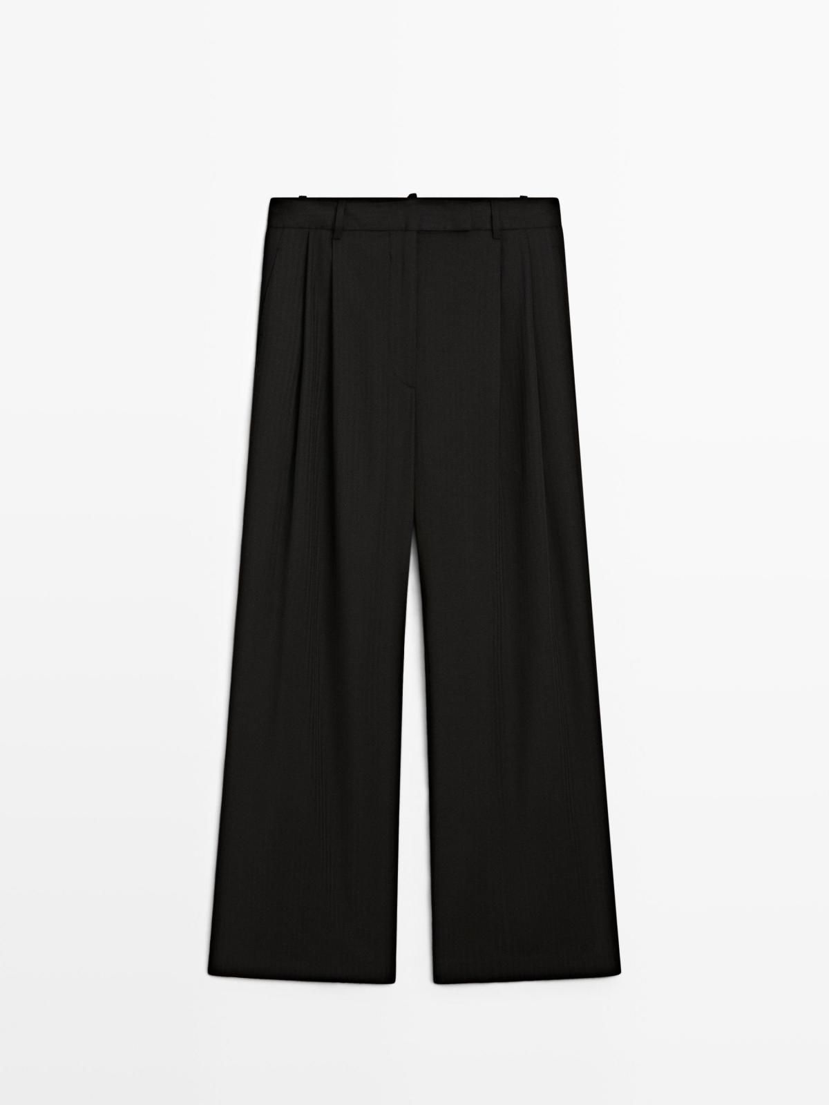 마시모두띠 와이드핏 스트라이프 슬랙스 팬츠 9011/951 BLACK - 상품 이미지