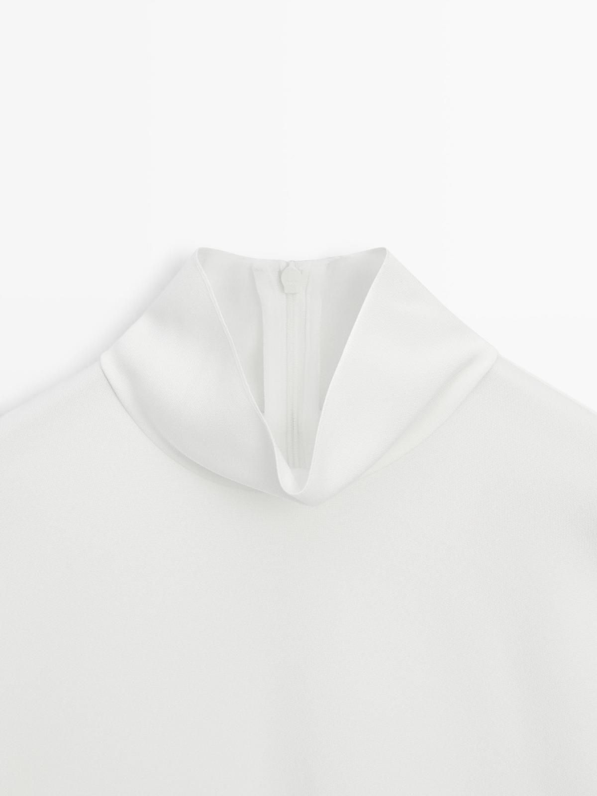 마시모두띠 와이드 슬리브 하이넥 블라우스 5122/722 WHITE - 상세 이미지 5