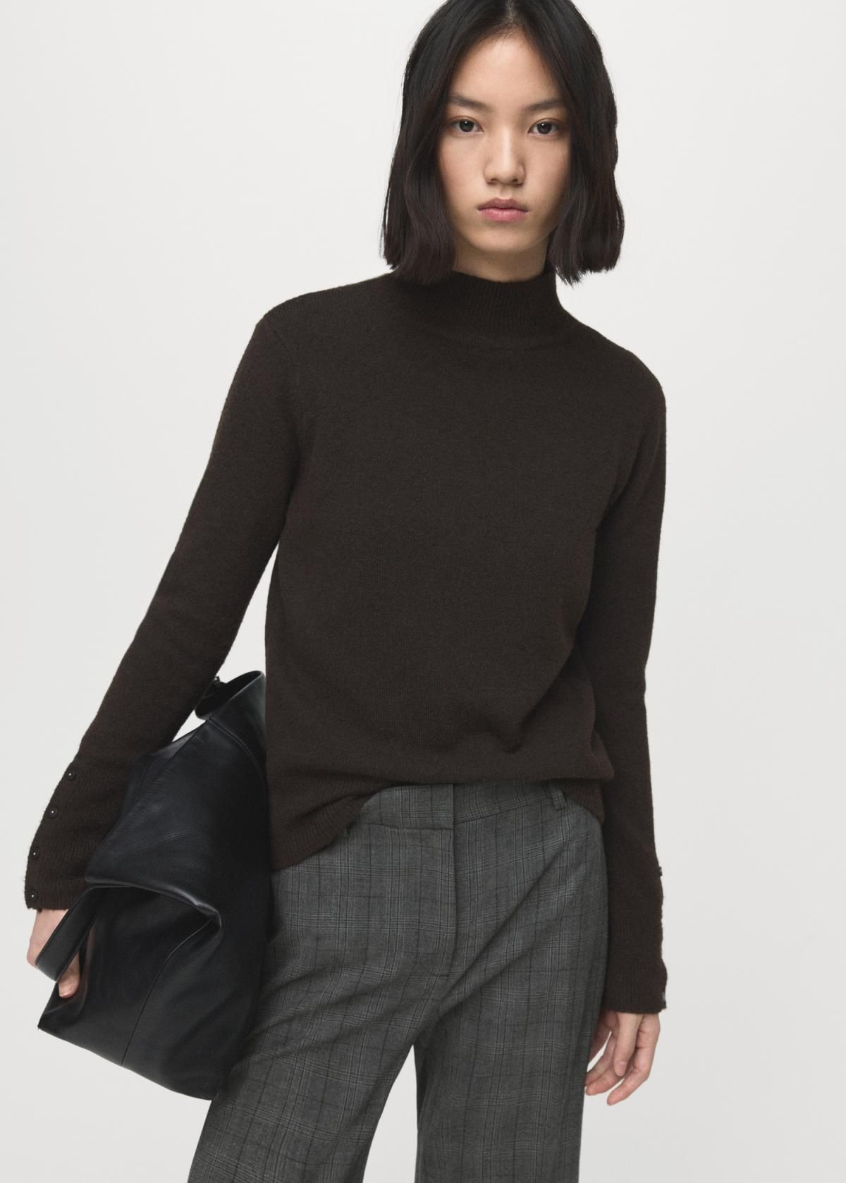 망고 체크 와이드 슬랙스 팬츠 27081347 GRIS - 상세 이미지 4