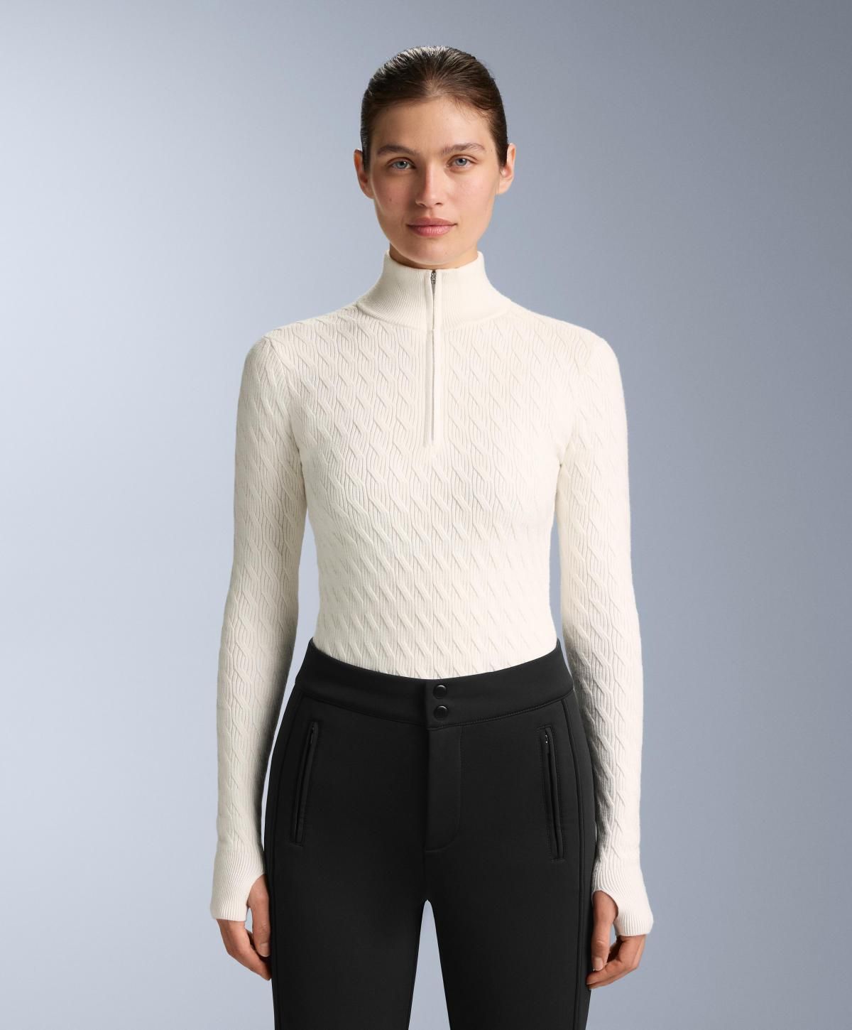 오이쇼 하이넥 자카드 니트 베이스레이어 티셔츠 3837/795 WHITE - 상세 이미지 2