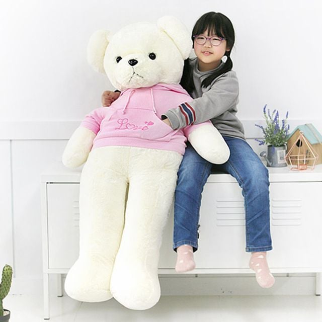 후드 곰인형 핑크 150cm 테디베어 대형 러블리 거실 - 상품 이미지