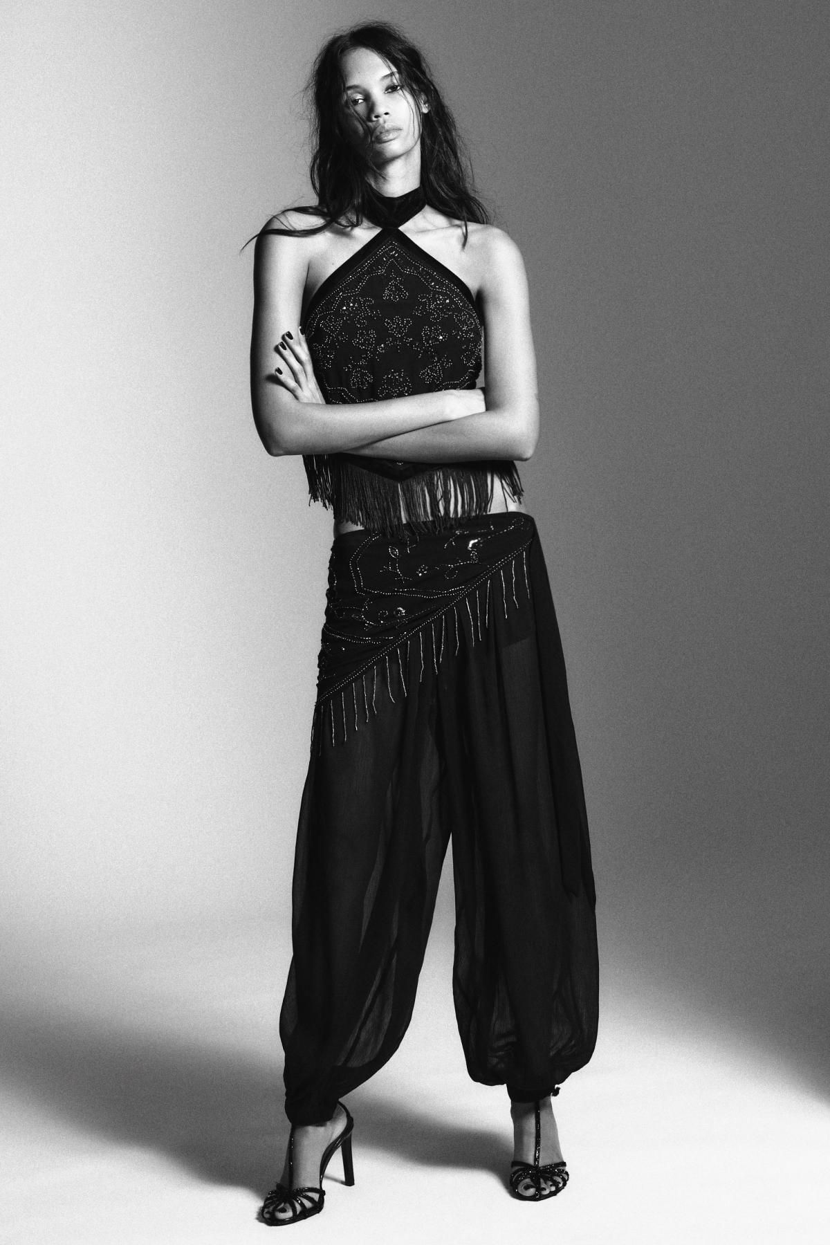 자라 시스루 비즈 프린지 파레오 팬츠 0881/501 BLACK - 상세 이미지 2