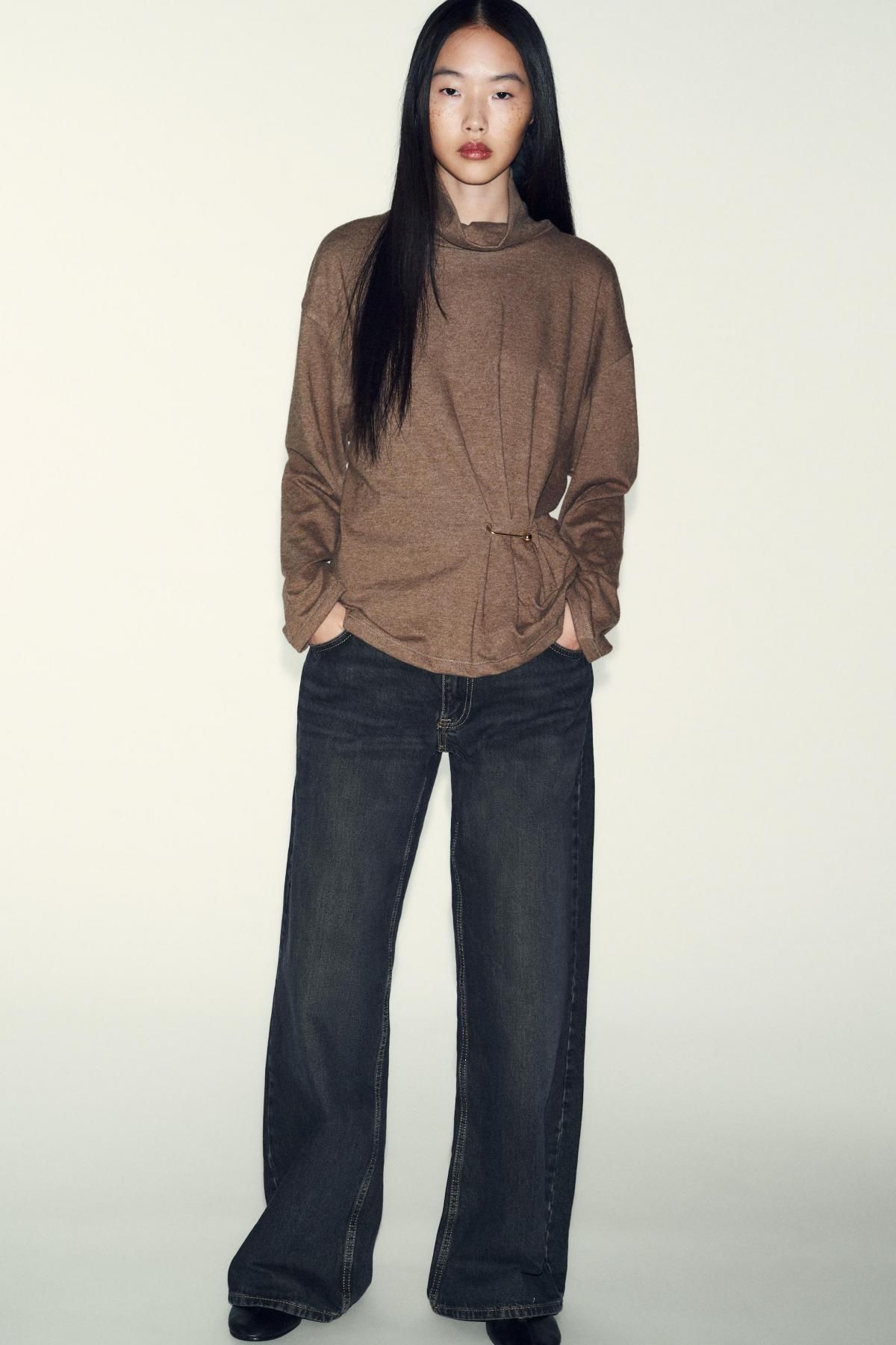 자라 하이넥 메탈 디테일 소프트 니트 탑 0264/622 CAMEL - 상세 이미지 2