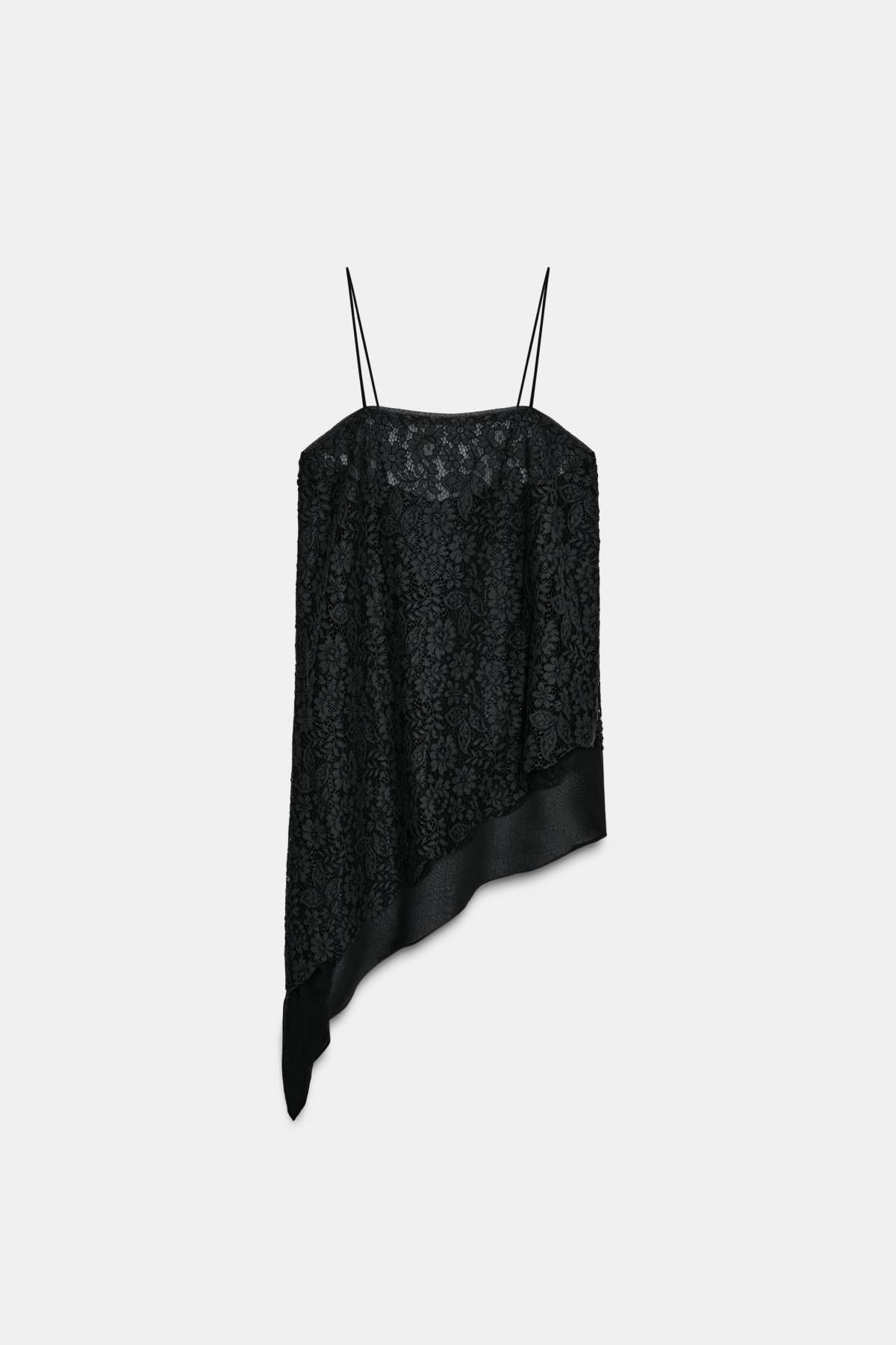 자라 레이스 비대칭 슬리브리스 탑 블랙 2043/490 BLACK - 메인 이미지