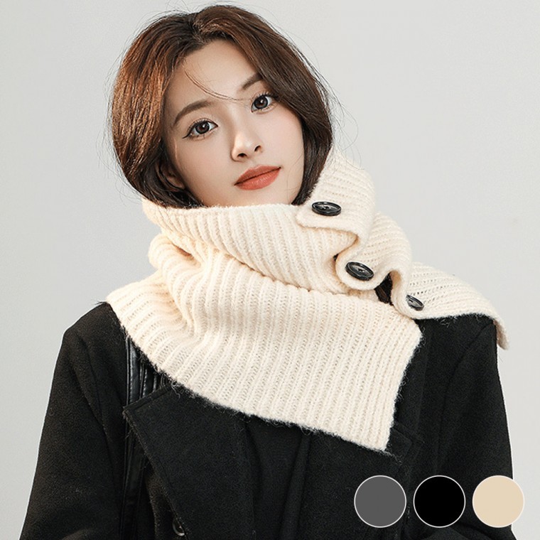 숄 머플러 겨울 따뜻 두툼 단추 넥워머 머플러 URD-450 - 메인 이미지