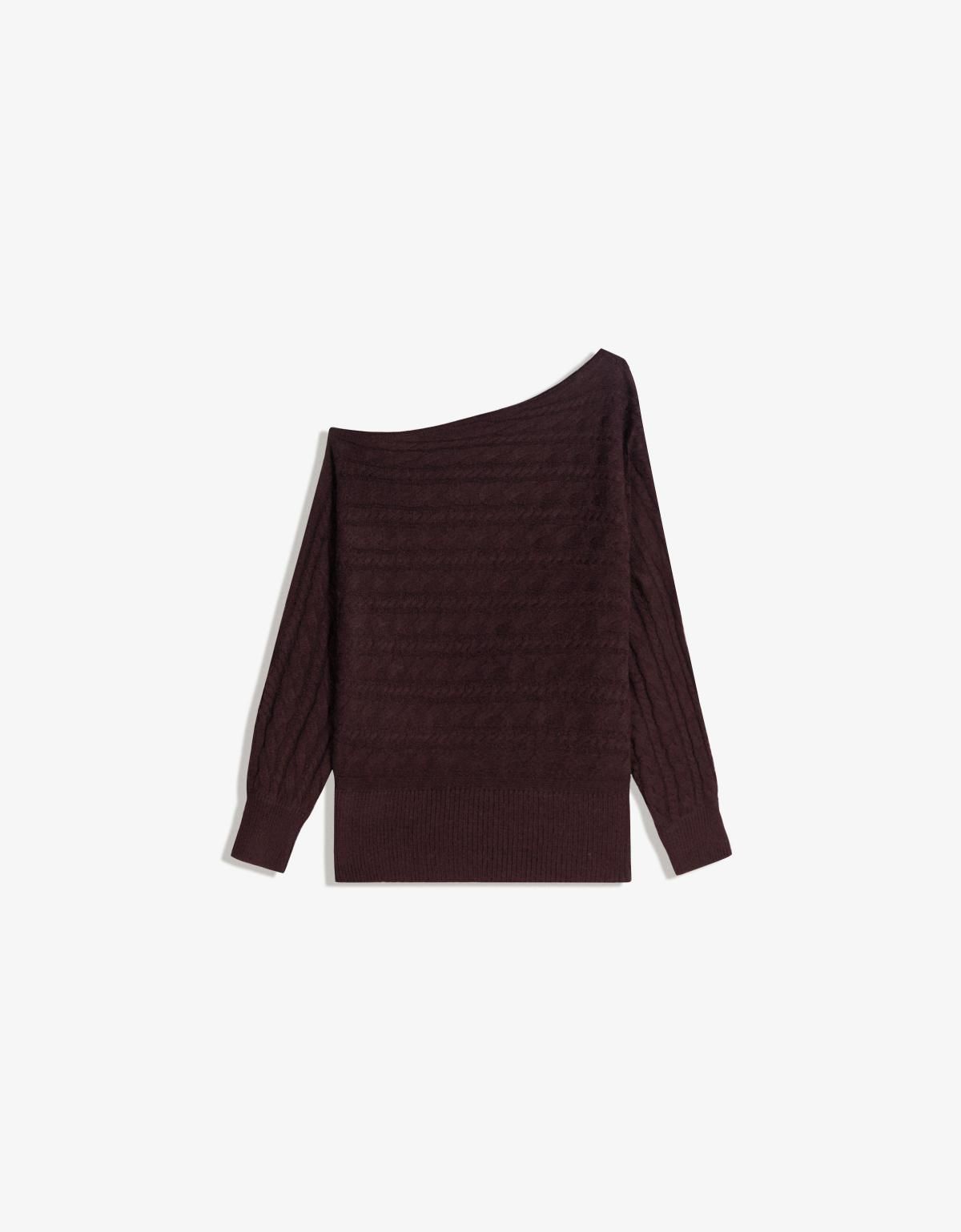 버쉬카 트렌디 비대칭 브레이드 니트 스웨터 0003/693 BROWN - 상세 이미지 3