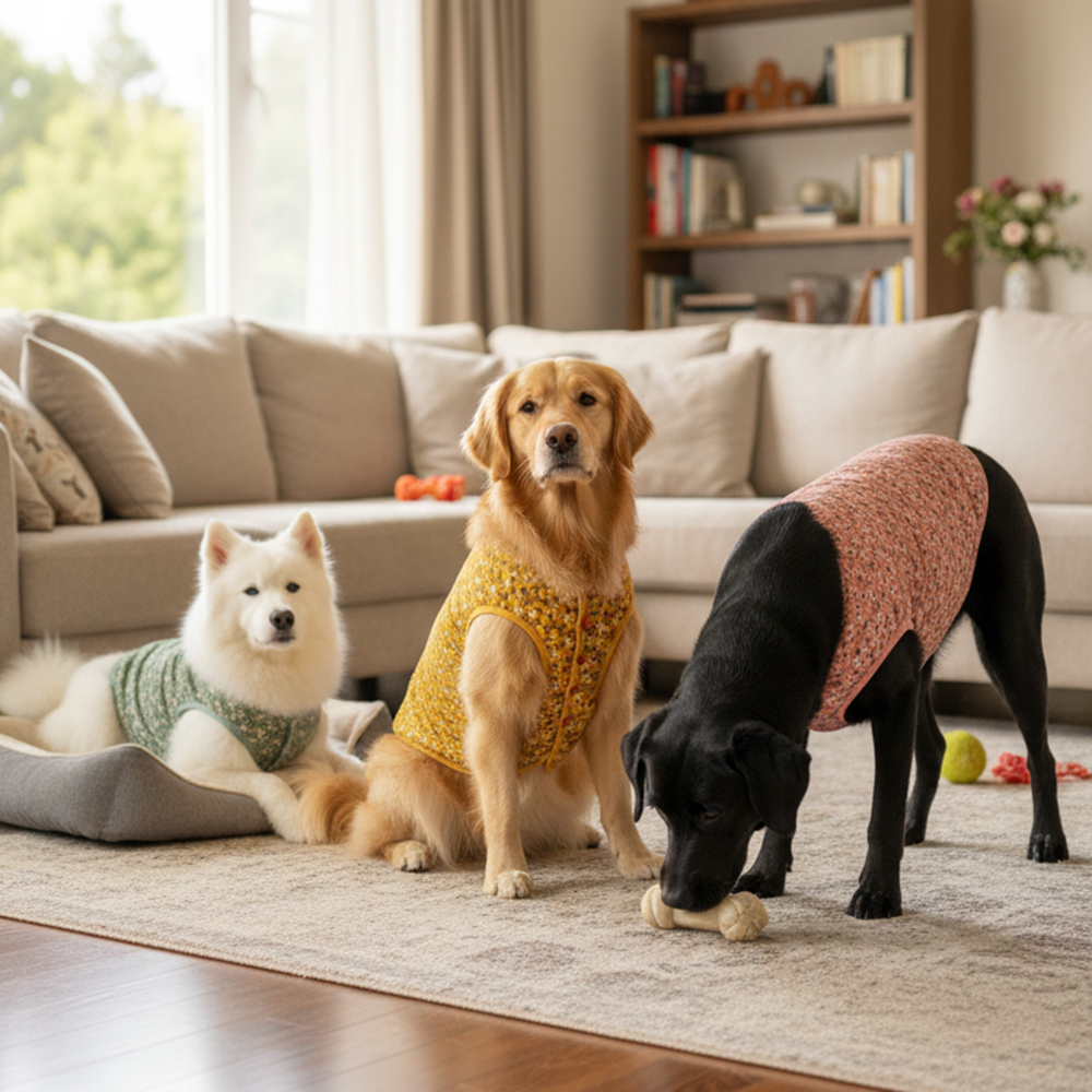 국내제작 4XL 강아지 김장조끼 대형견 실내복 중형견 옷 할머니 할매 꽃 수면 조끼