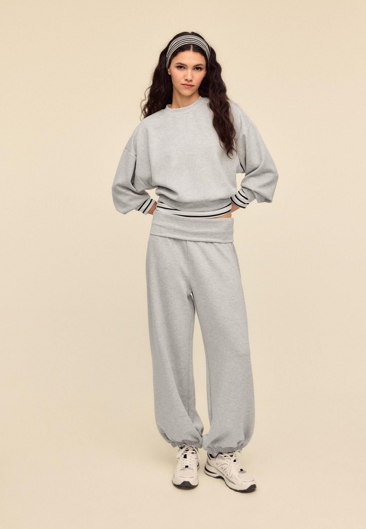 스트라디바리우스 소프트 와이드 턴업 조거 팬츠 8742/277 GREY MELANGE - 상세 이미지 4