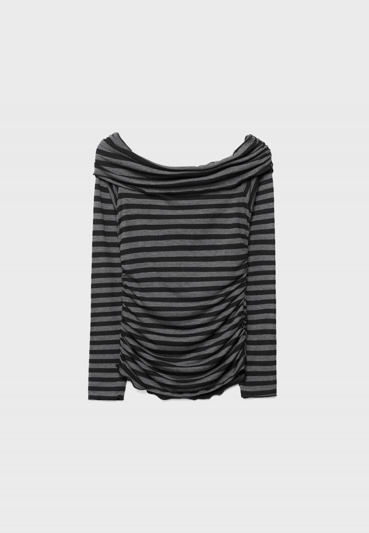 스트라디바리우스 스트라이프 셔링 오프숄더 긴팔 티셔츠 7093/151 DARK GREY - 메인 이미지