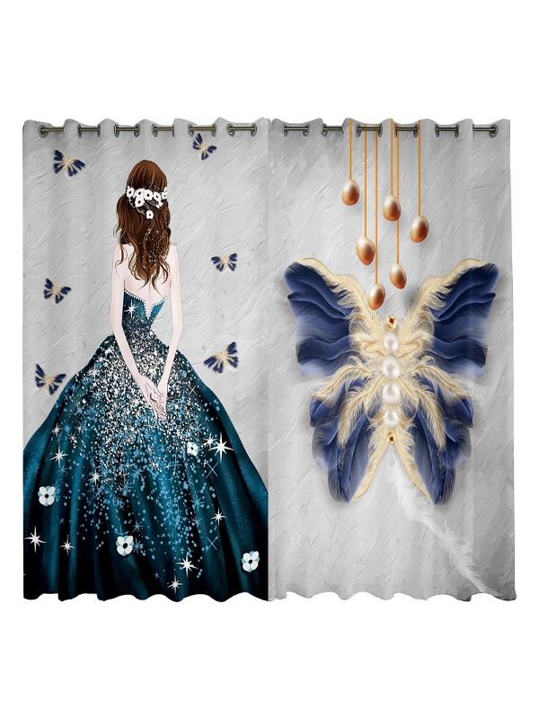 북유럽 감성 소녀 침실 거실 미용실 매장 분리용 패턴 1 폭 2.5m 아일렛형