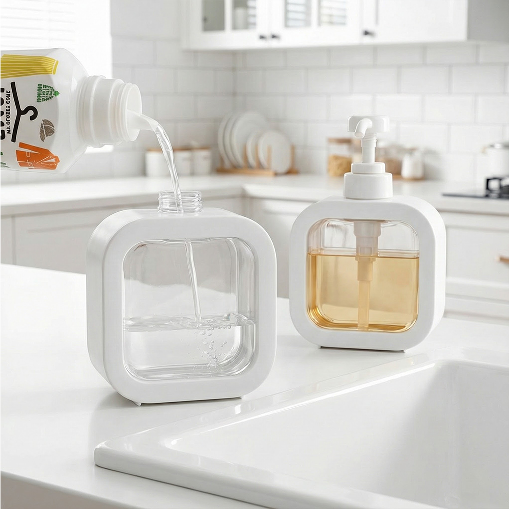 샴푸 디스펜서 1+1 욕실 샴푸통 주방 세제통 리필 공병 300ml 500ml - 상세 이미지 2