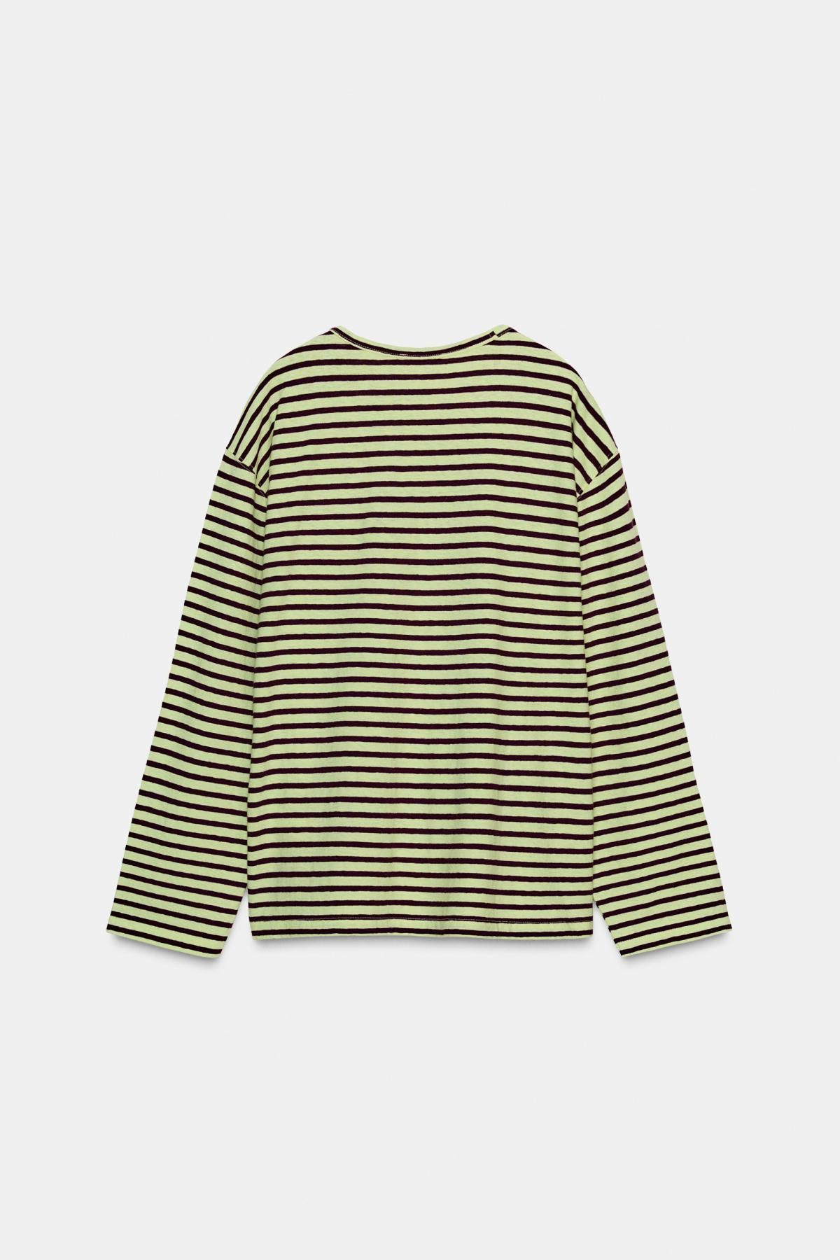 자라 스트라이프 코튼 린넨 긴팔 티셔츠 0858/821 STRIPED - 상세 이미지 5
