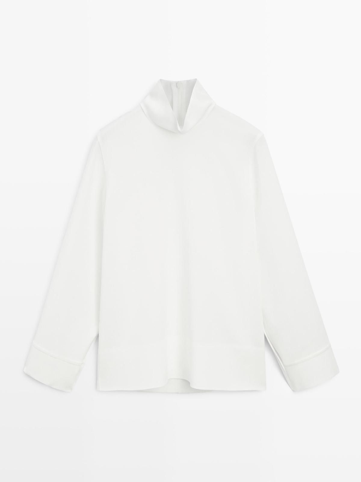 마시모두띠 와이드 슬리브 하이넥 블라우스 5122/722 WHITE - 상품 이미지