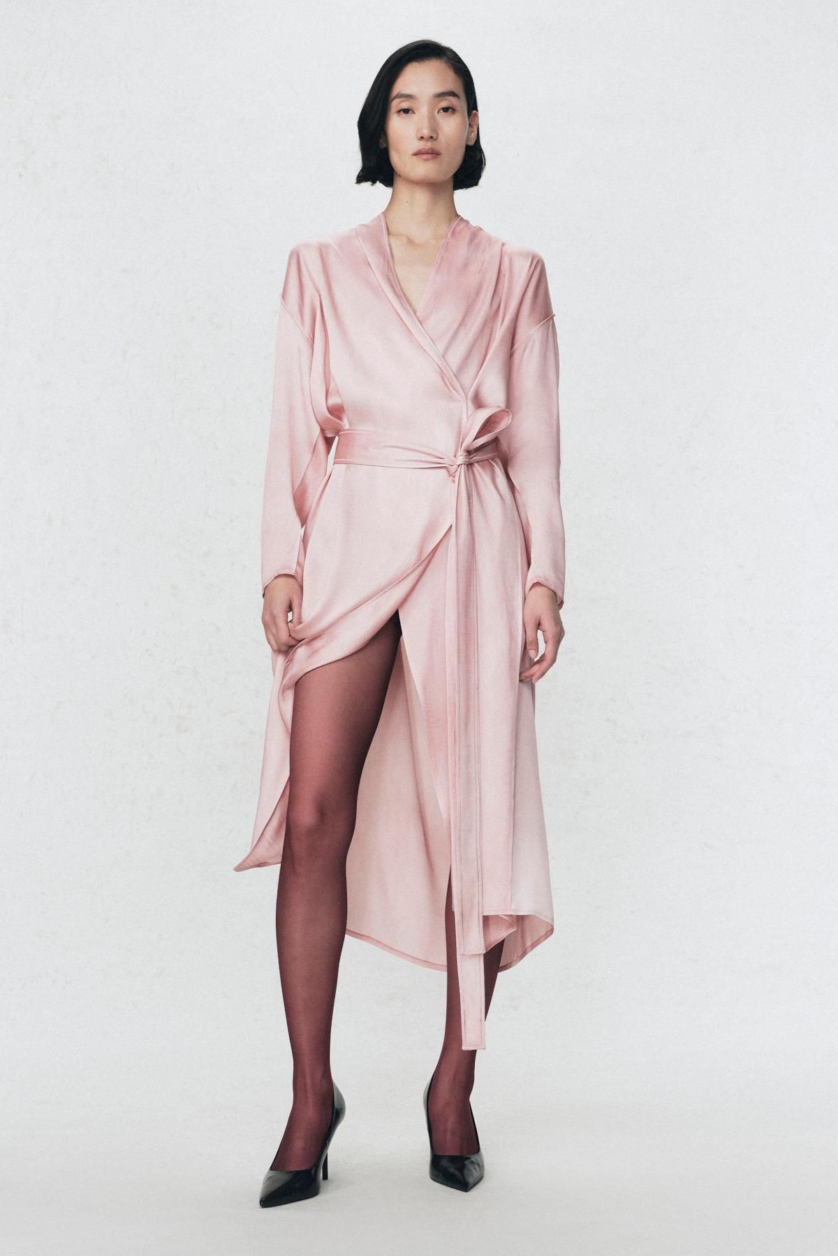 자라 페미닌 새틴 벨트 미디 원피스 9751/710 PINK - 상세 이미지 2