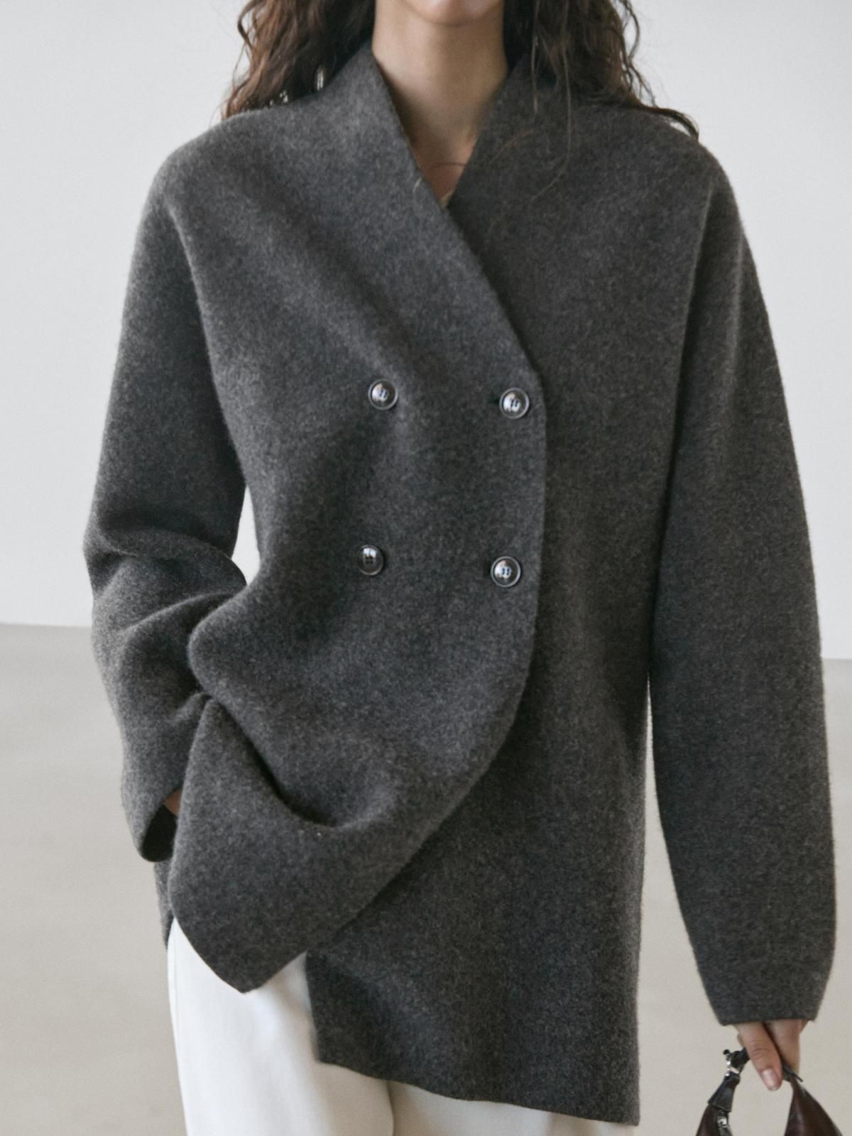 마시모두띠 프리미엄 울 더블브레스트 미디 롱 코트 5762/921 MEDIUM GREY - 상세 이미지 3