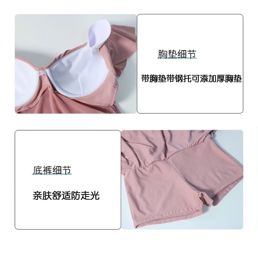 여성 원피스 수영복 슬림핏 온천용 패션 스타일 핑크수영복내장패드 M - 상세 이미지 2