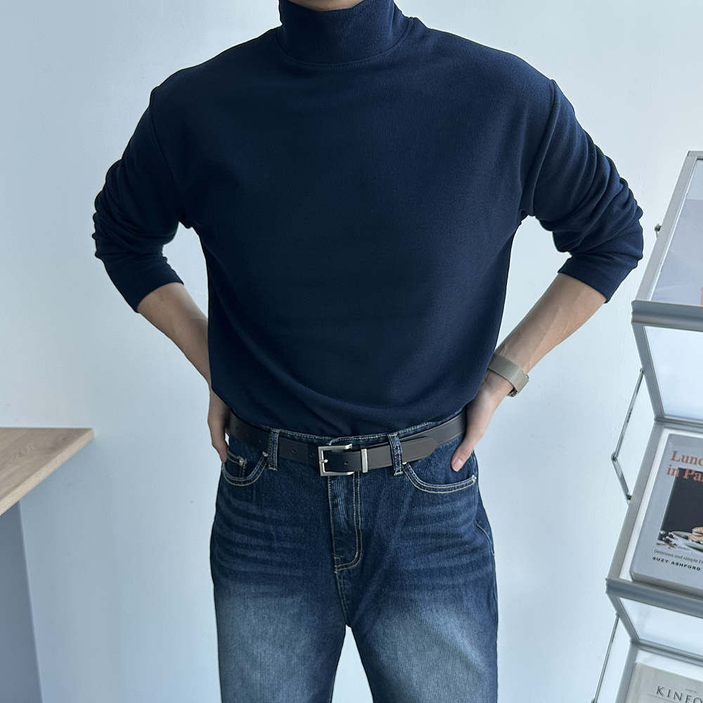 1+1 반목폴라 목폴라 하프넥 남자 니트 빅사이즈 이너 니트 이미지 6