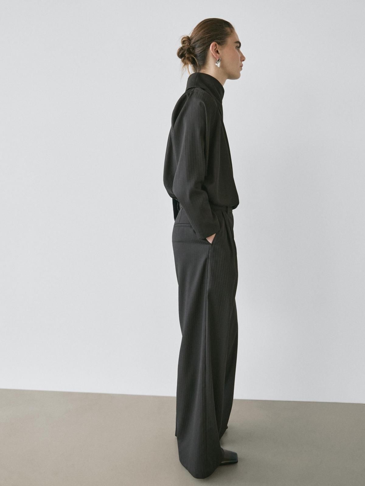 마시모두띠 스트라이프 케이프 블랙 블라우스 9303/951 BLACK - 상세 이미지 5