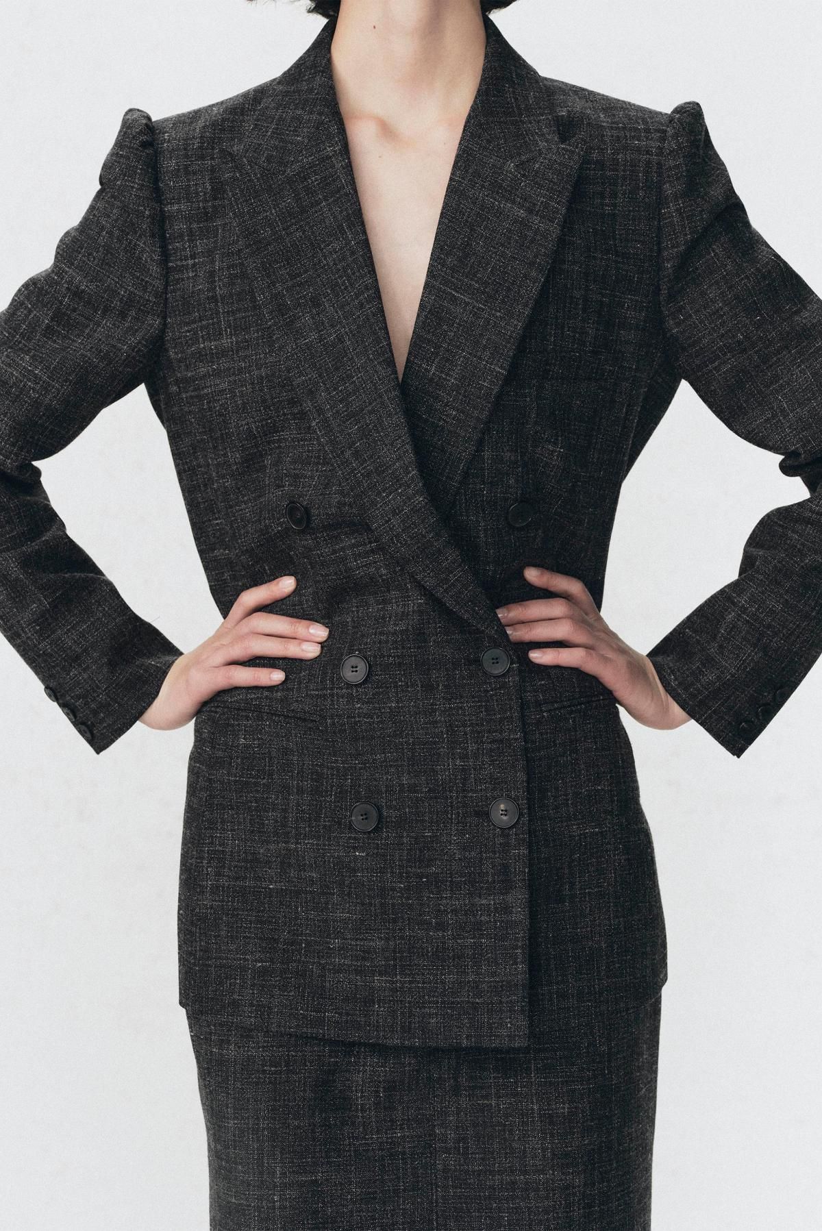 자라 울 더블브레스트 블레이저 X 소시오츠키 9743/882 GREY MARL - 상세 이미지 5