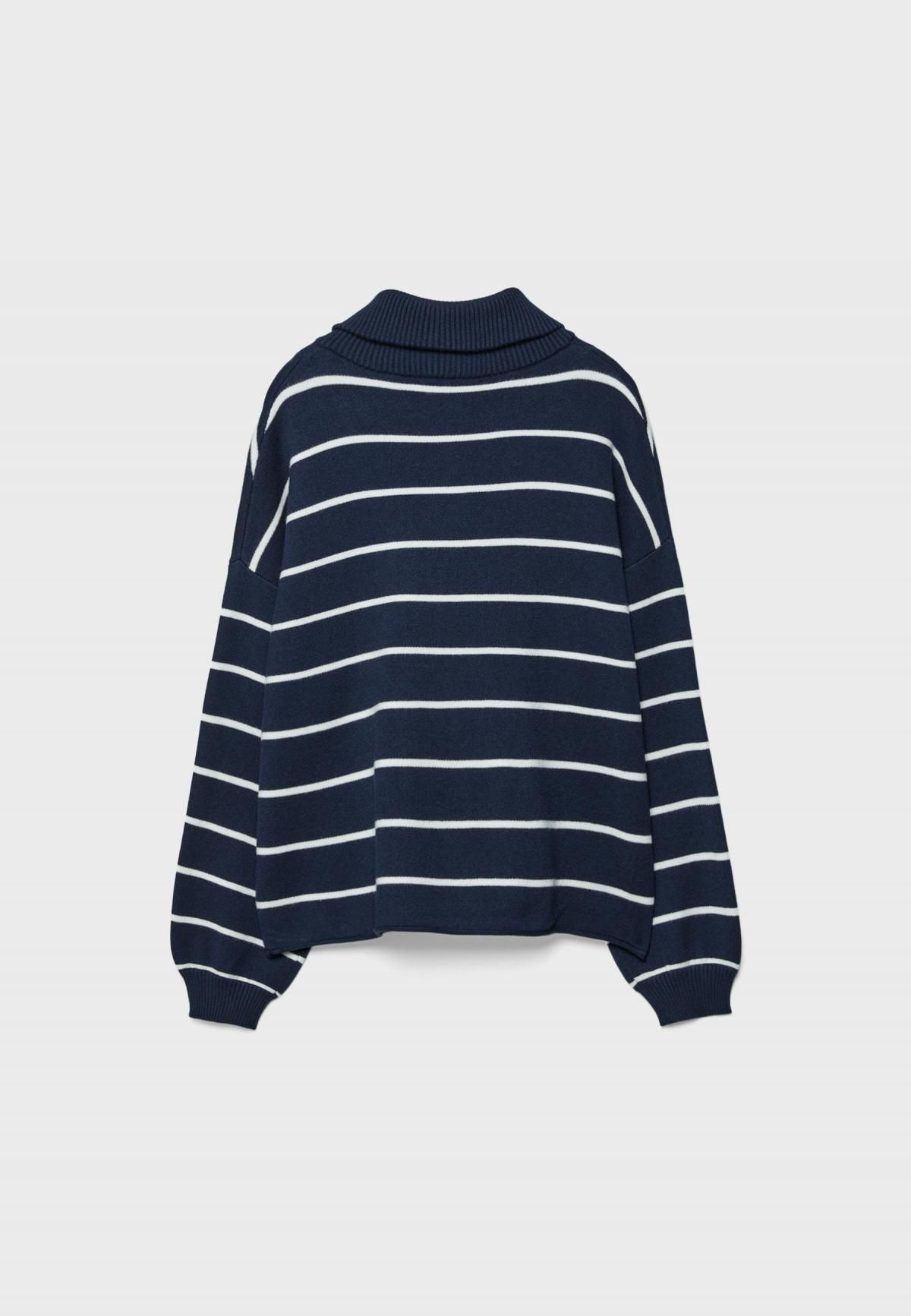스트라디바리우스 스트라이프 지퍼넥 니트 스웨터 5022/431 NAVY BLUE - 상세 이미지 3