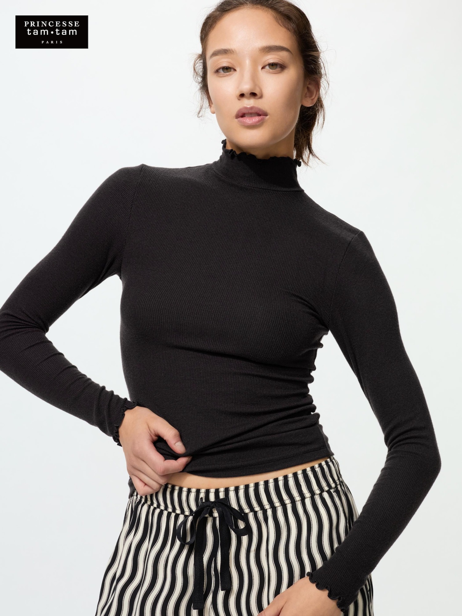 유니클로 극난 히트텍 캐시미어 블렌드 리브 하이넥 긴팔 티셔츠 25FW 이미지 8