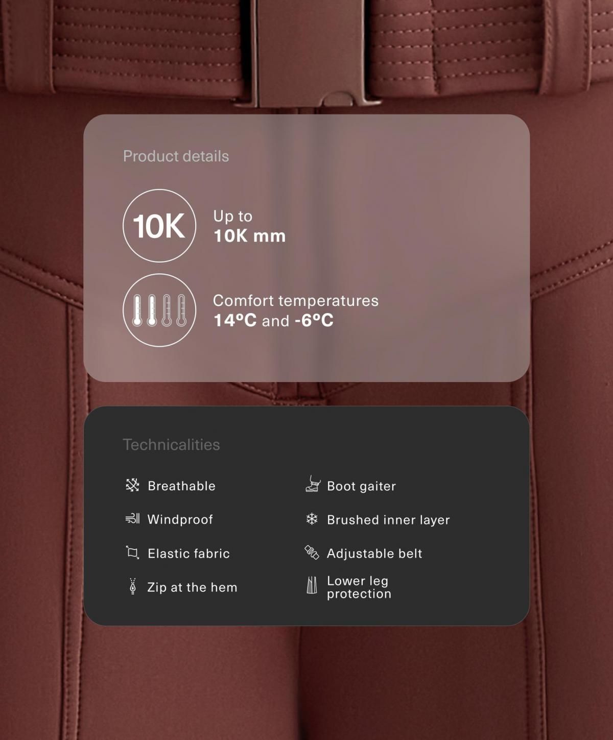 오이쇼 테크니컬 방수 플레어 스키 팬츠 3942/626 TERRACOTTA - 상세 이미지 2