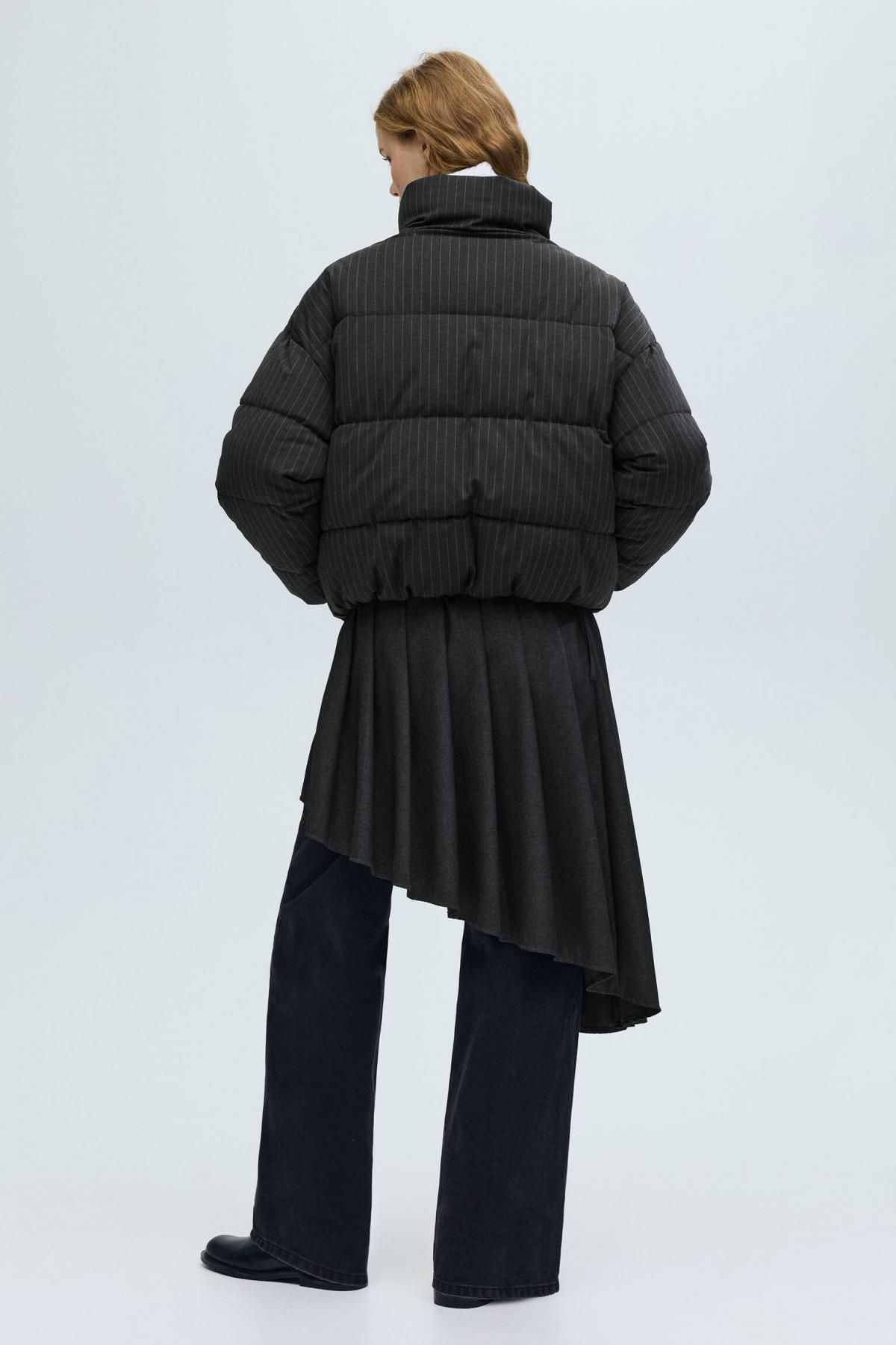 풀앤베어 테크니컬 핀스트라이프 숏 패딩 재킷 7700/378 MEDIUM GREY - 상세 이미지 4