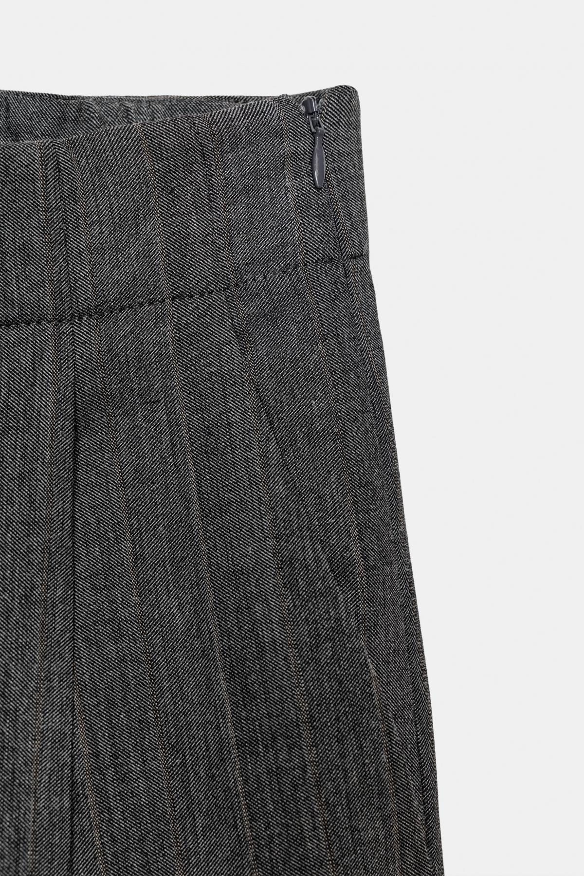 자라 와이드핏 테크니컬 울 블렌드 팬츠 9950/916 GREY MARL - 상세 이미지 5