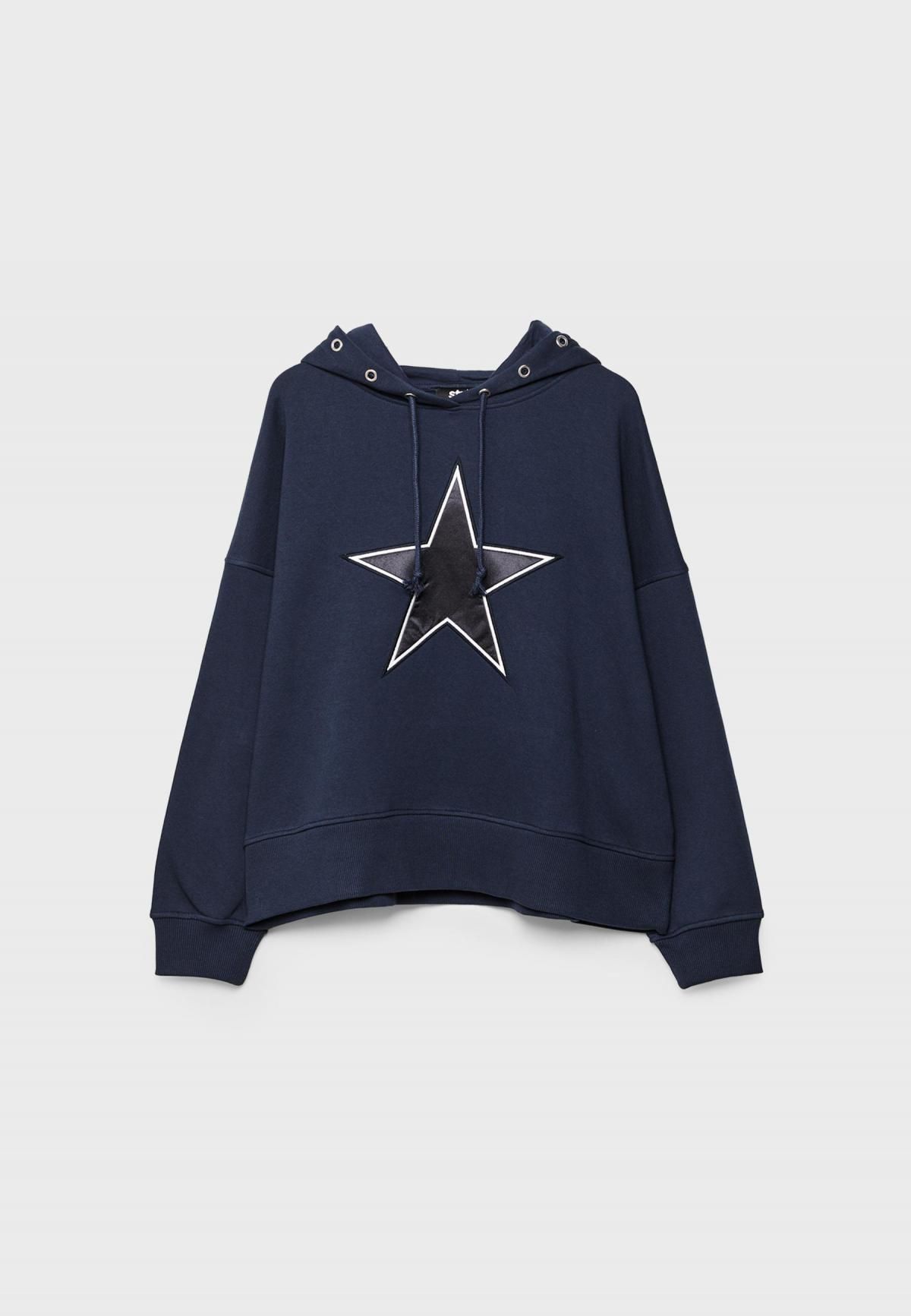 스트라디바리우스 루즈핏 스타 프린트 네이비 후드티 7244/670 NAVY BLUE - 메인 이미지