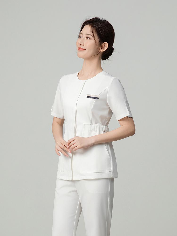 마사지사옷 피부미용유니폼 스파 에스테틱 한의원유니폼 화이트 반팔 S 이미지 7