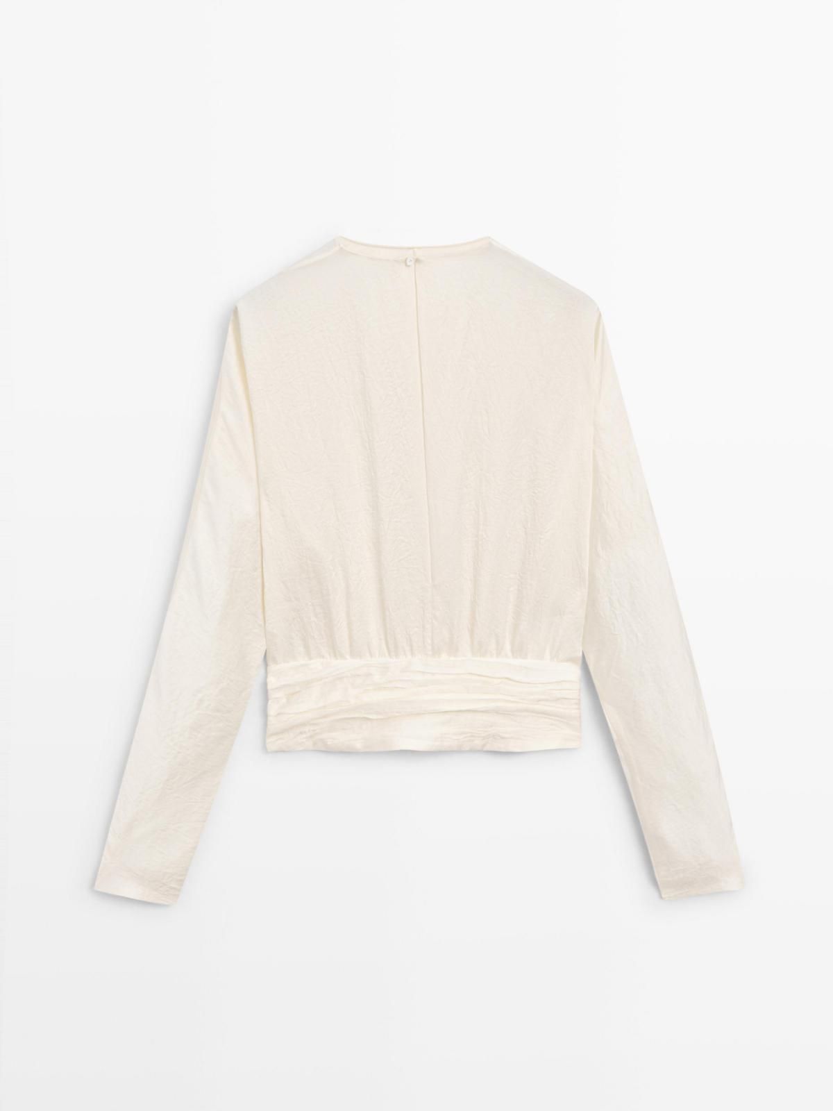 마시모두띠 새틴 플루이드 블라우스 셔링 9311/950 BEIGE - 상세 이미지 4