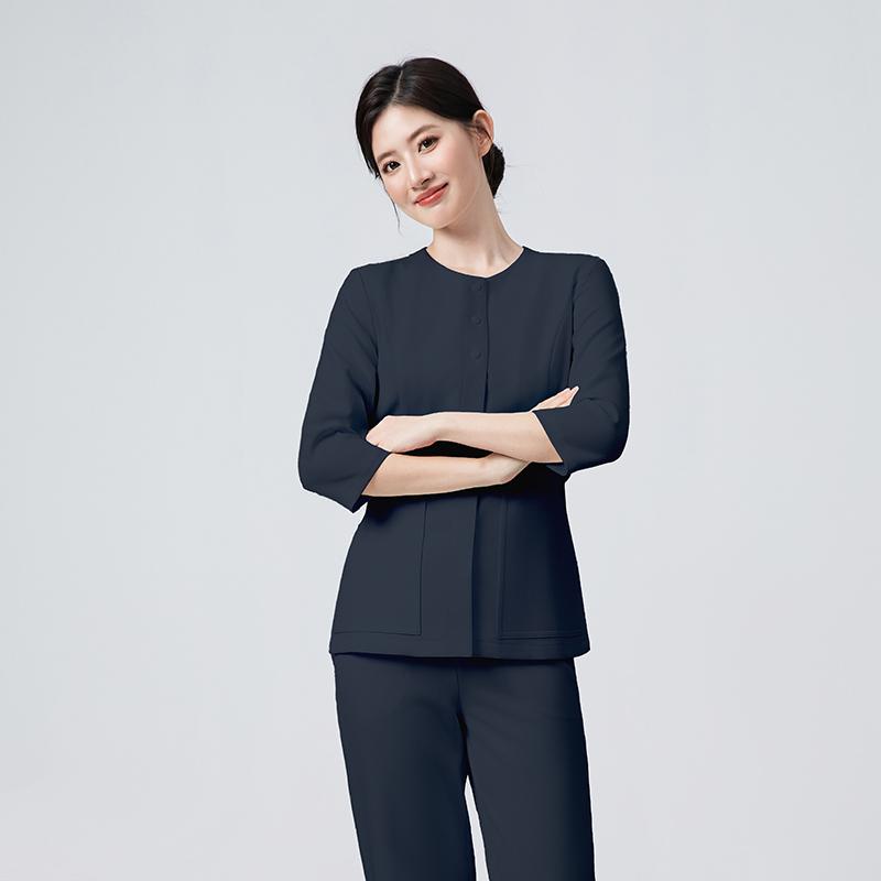 피부 미용 관리사복 마사지사 스파 미용실 한의원 간호사 유니폼 화이트 반팔 S - 메인 이미지